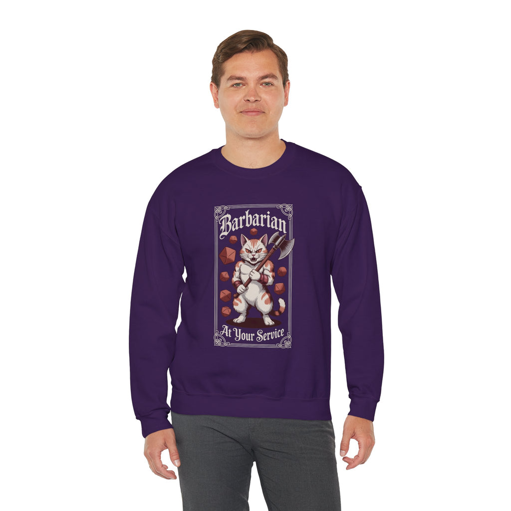 Barbarian Cat at Your Serivece D&D Sweatshirt | Cat Lover RPG Gift