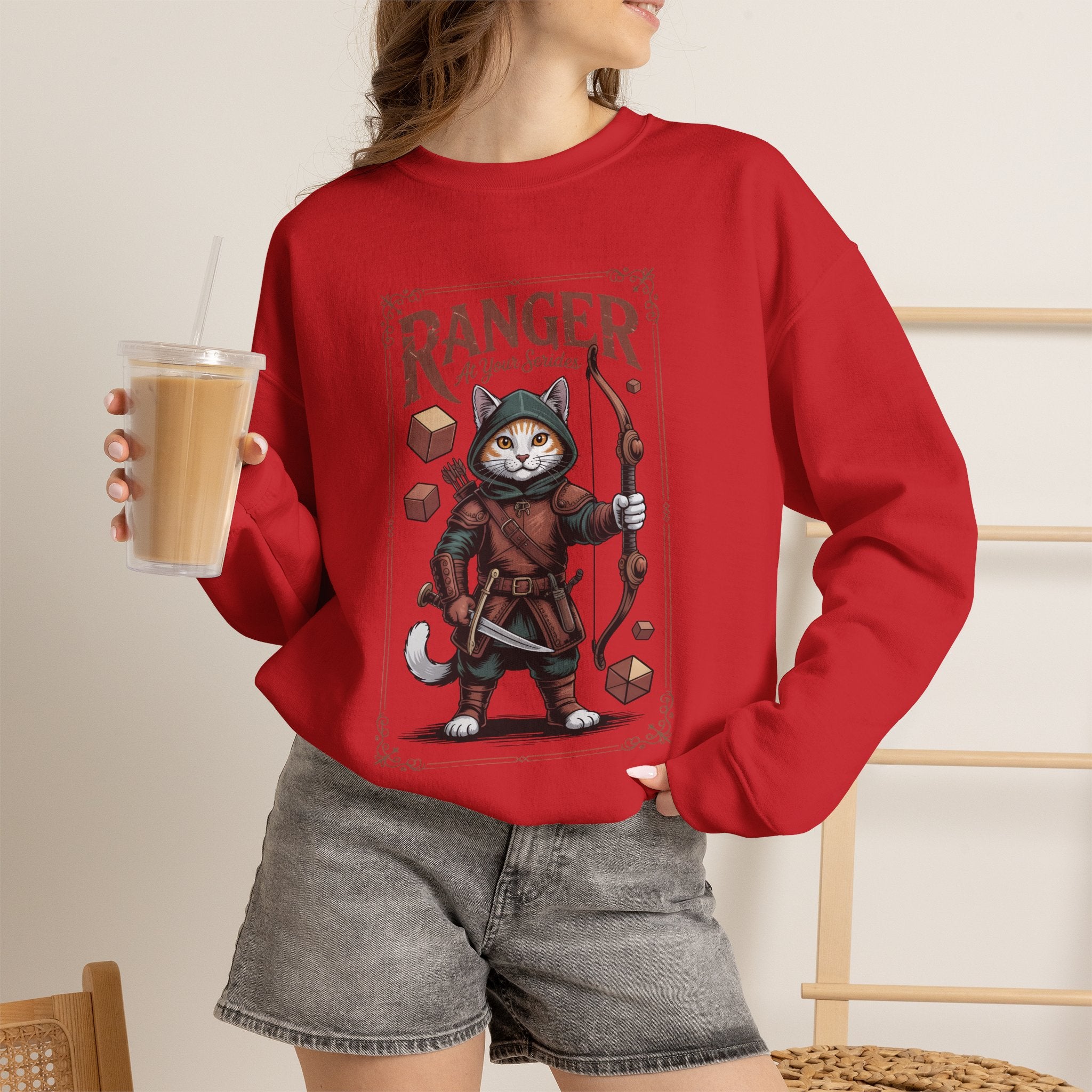 Ranger Cat at Your Serivece D&D Sweatshirt | Cat Lover RPG Gift