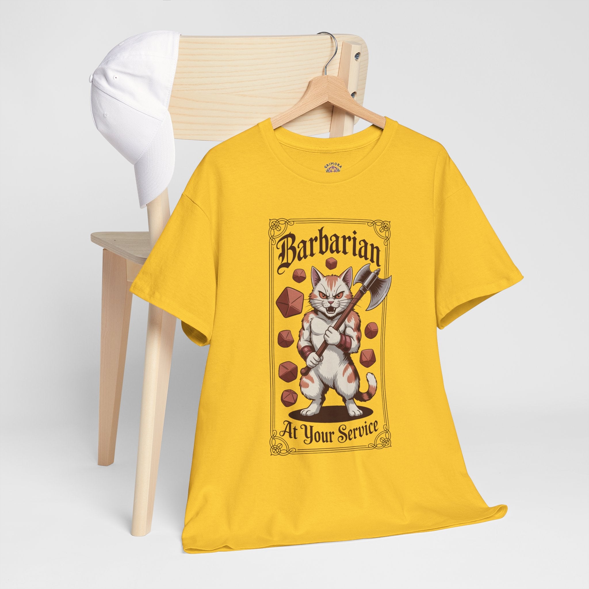 Barbarian Cat at Your Serivece D&D T-shirt | Cat Lover RPG Gift
