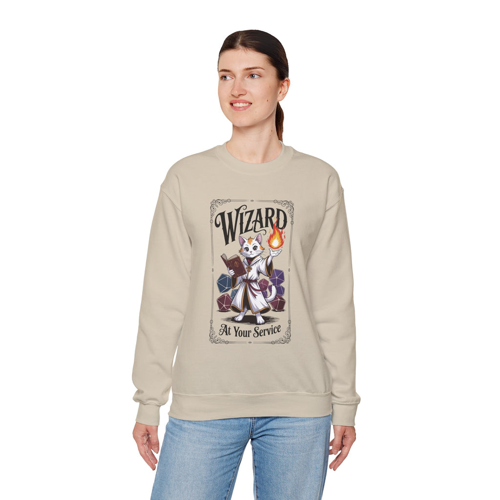 Wizard Cat at Your Serivece D&D Sweatshirt | Cat Lover RPG Gift