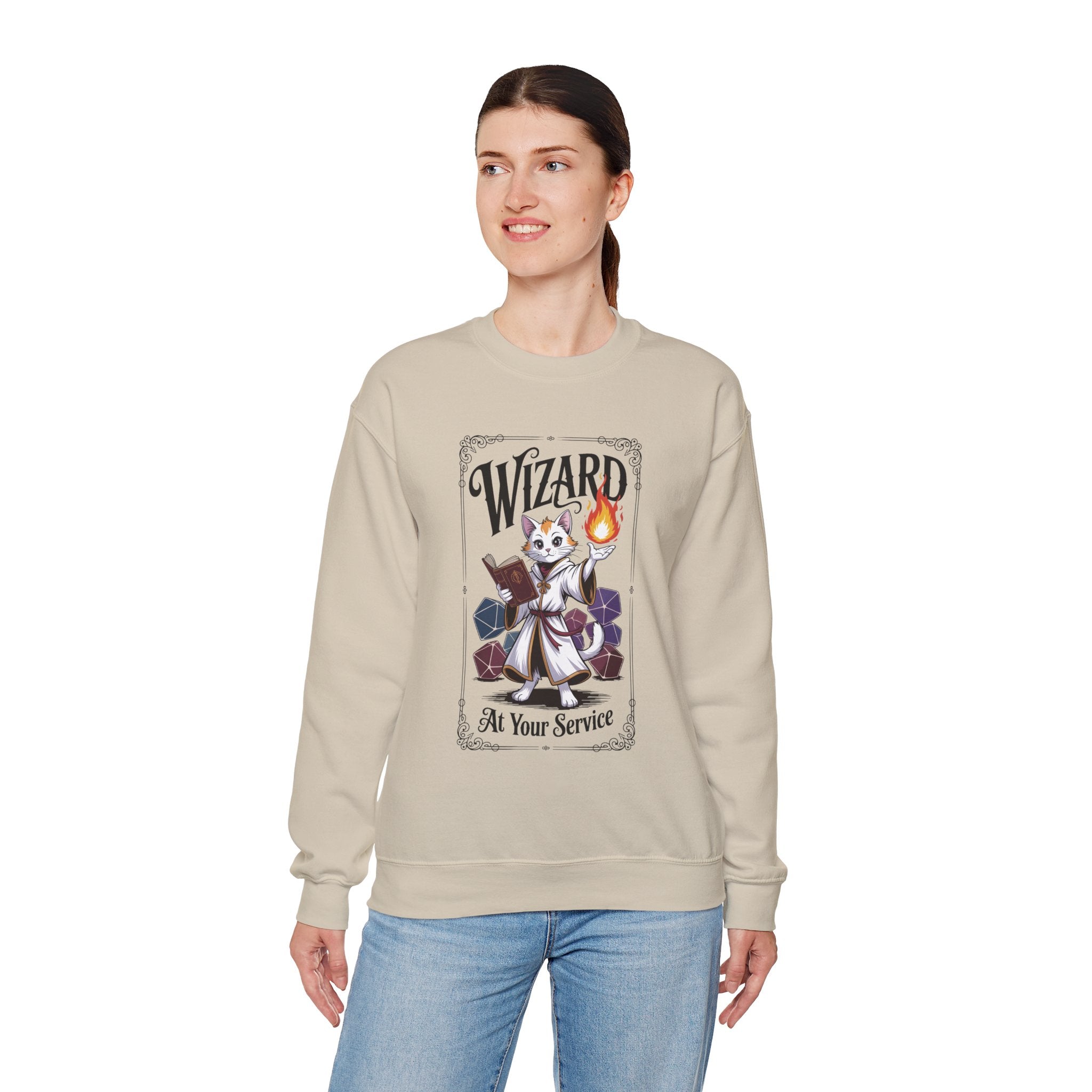 Wizard Cat at Your Serivece D&D Sweatshirt | Cat Lover RPG Gift