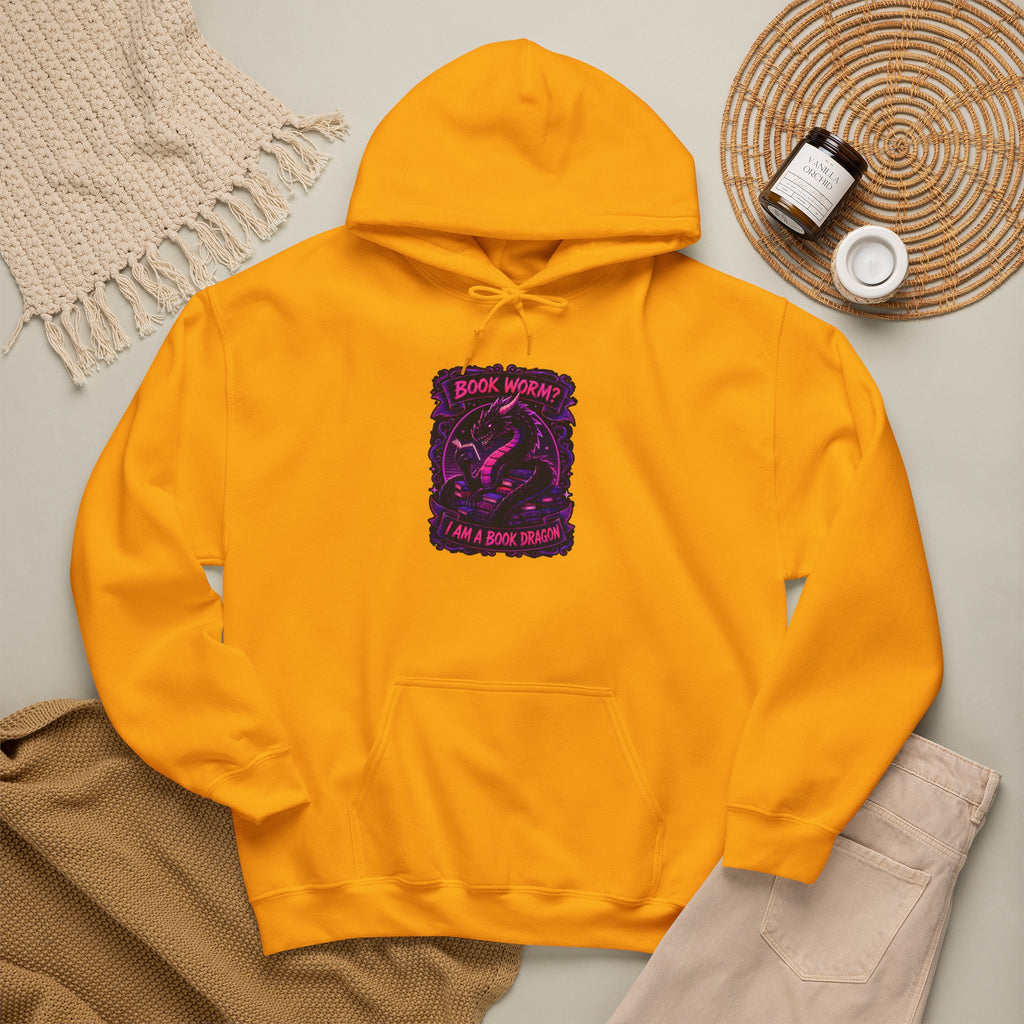 Book Worm? I Am a Book Dragon, Fantasy Reader Hoodie