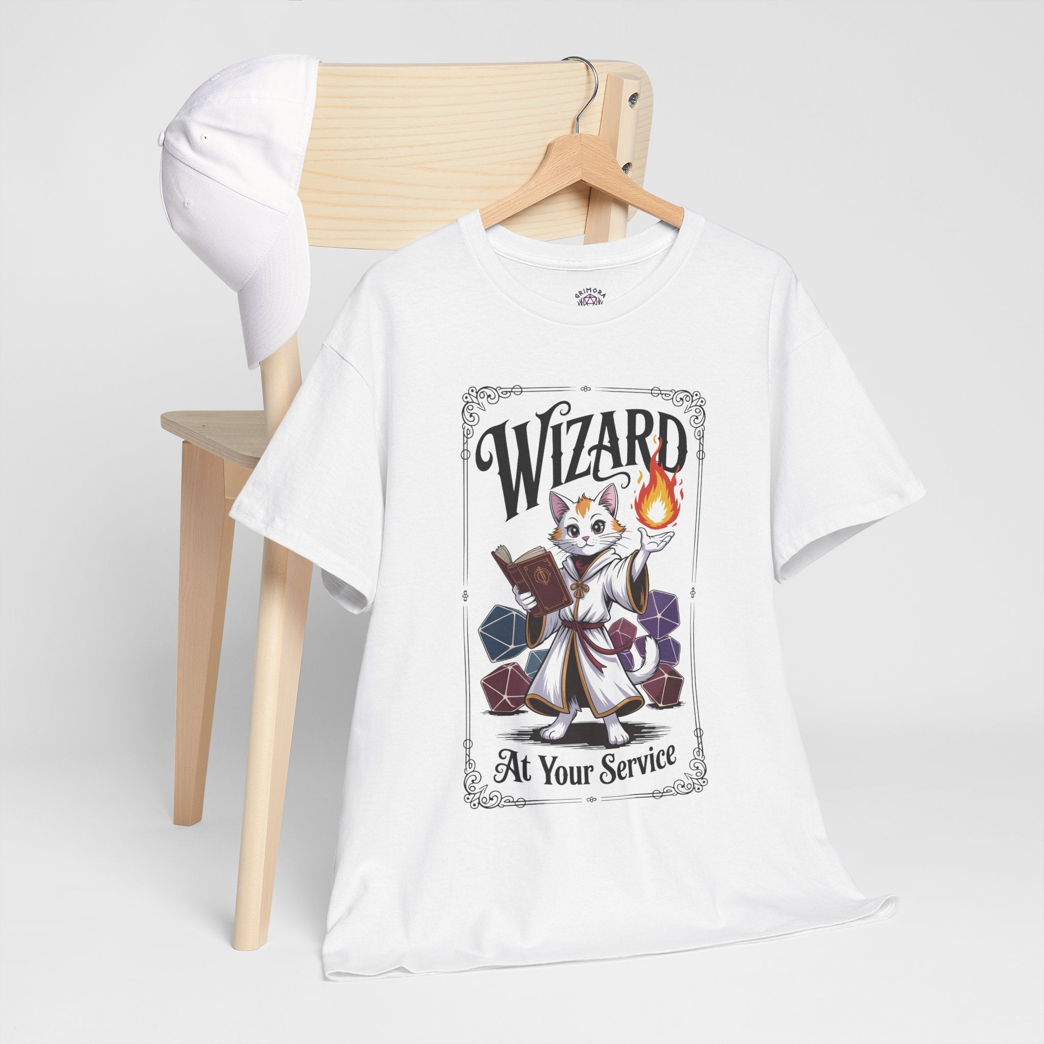 Wizard Cat at Your Serivece D&D T-shirt | Cat Lover RPG Gift