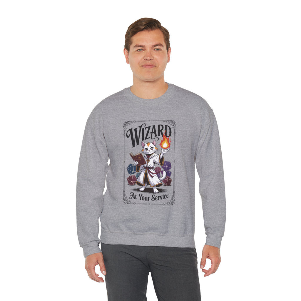 Wizard Cat at Your Serivece D&D Sweatshirt | Cat Lover RPG Gift