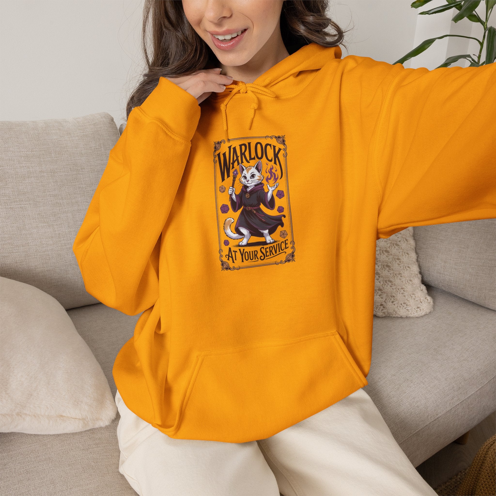 Warlock Cat at Your Serivece D&D Hoodie | Cat Lover RPG Gift