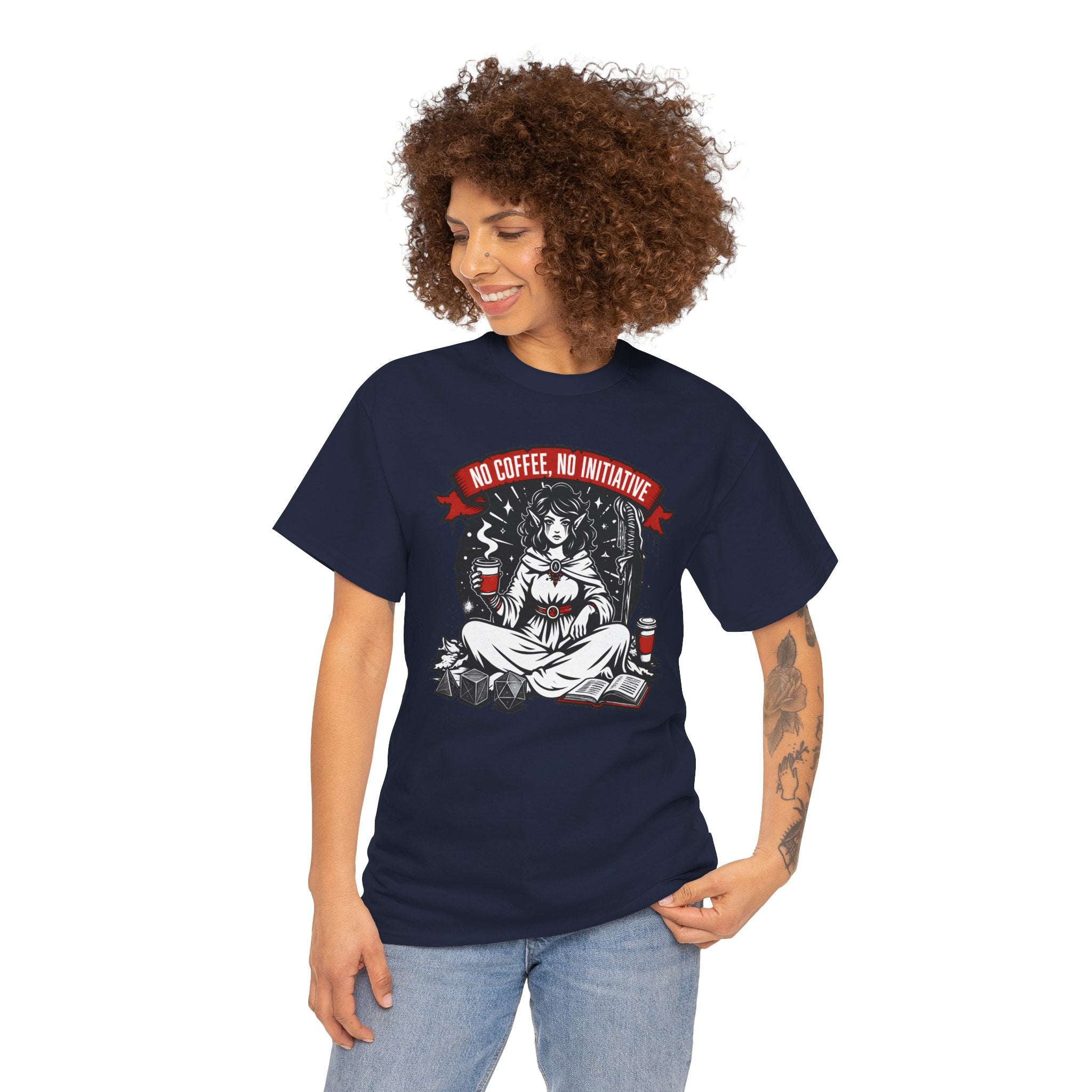 No Coffee, No Initiative | Fantasy RPG T-shirt