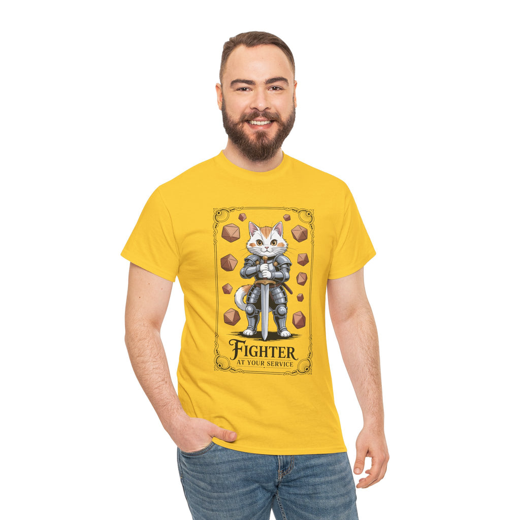 Fighter Cat at Your Service D&D T-shirt | Cat Lover RPG Gift