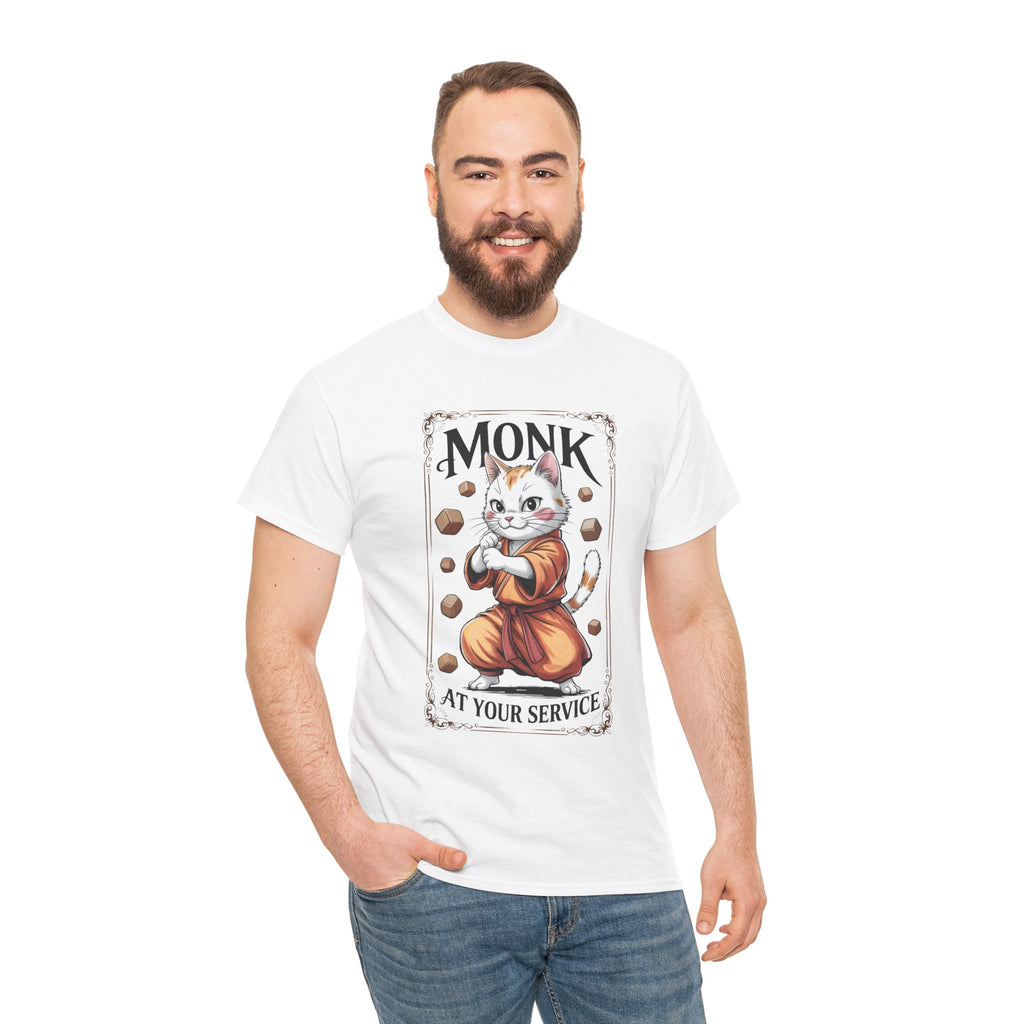 Monk Cat at Your Service D&D T-shirt | Cat Lover RPG Gift