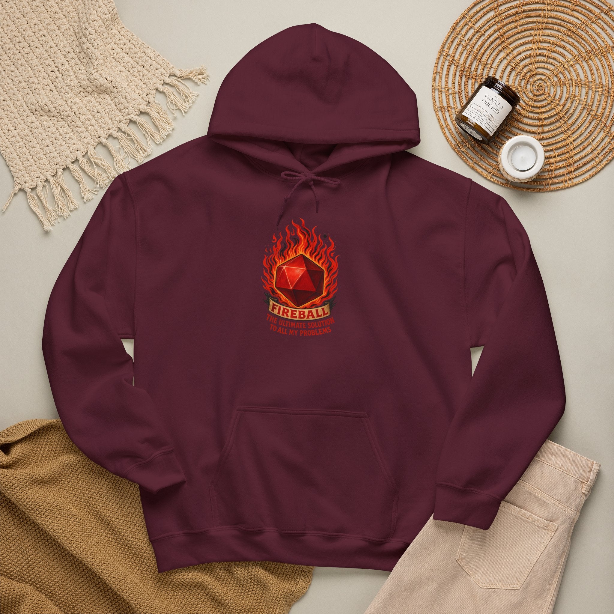 Fireball – The Ultimate Solution to All My Problems| Funny RPG Hoodie