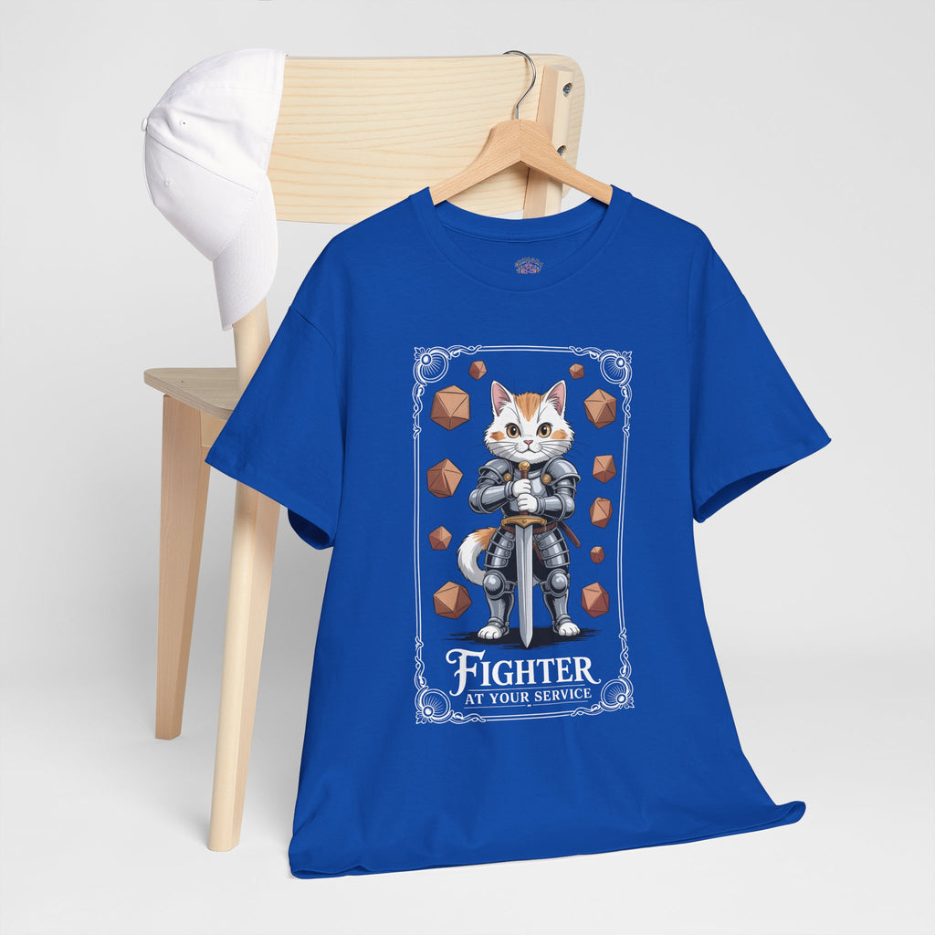Fighter Cat at Your Service D&D T-shirt | Cat Lover RPG Gift
