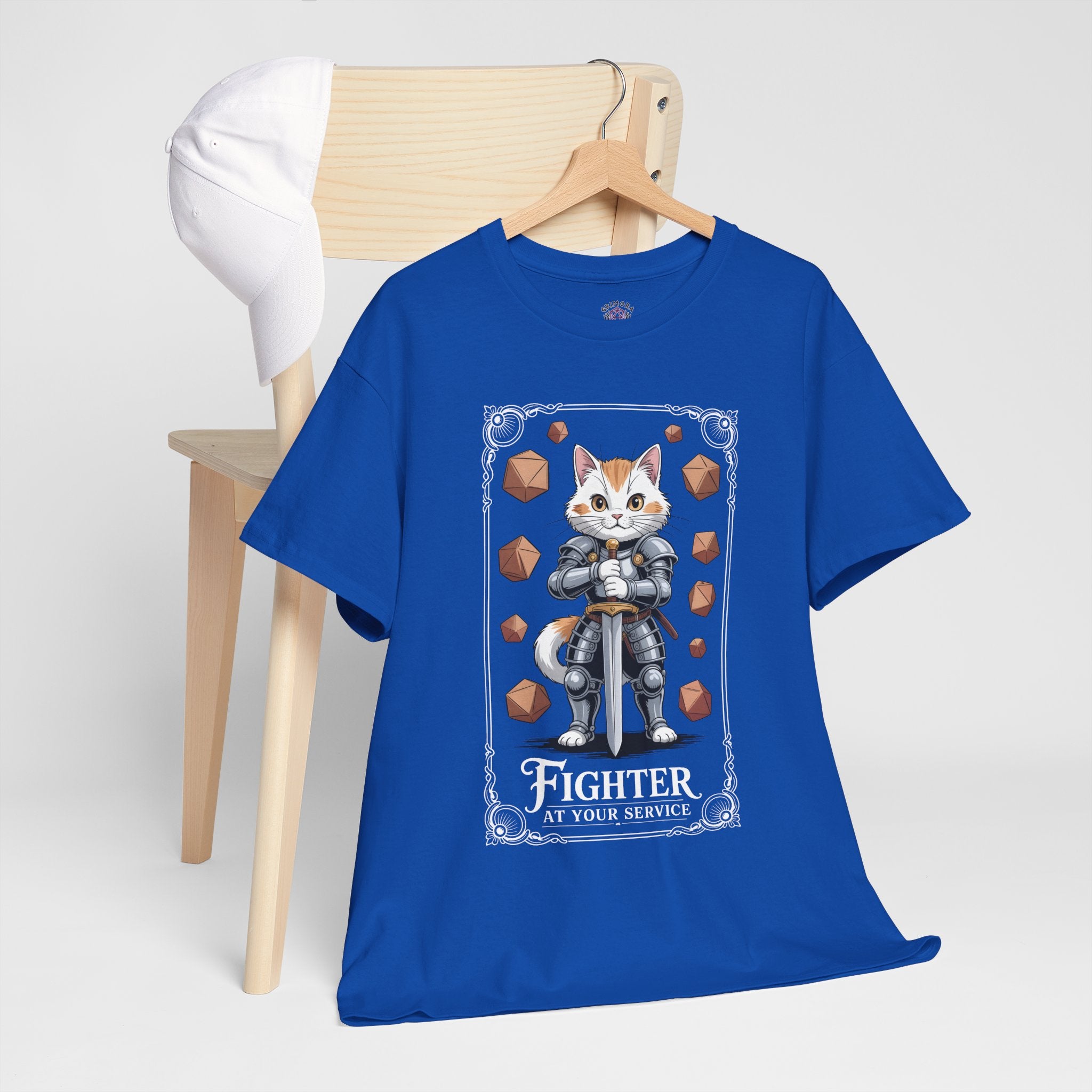 Fighter Cat at Your Service D&D T-shirt | Cat Lover RPG Gift