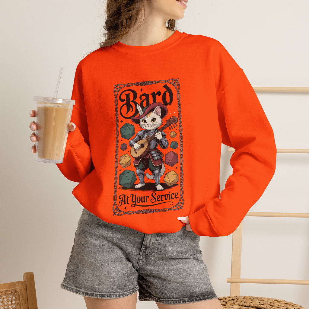 Bard Cat at Your Serivece D&D Sweatshirt | Cat Lover RPG Gift