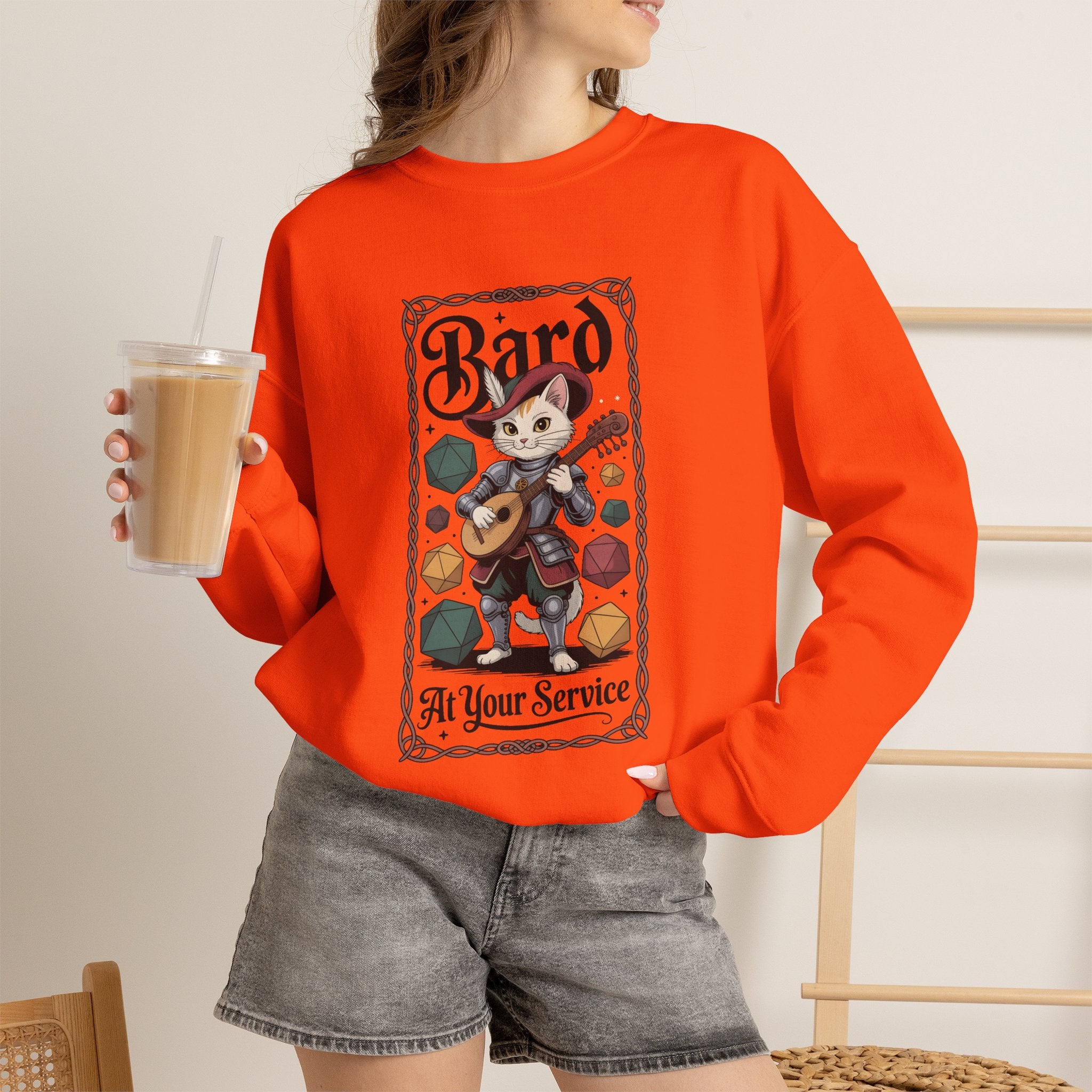 Bard Cat at Your Serivece D&D Sweatshirt | Cat Lover RPG Gift