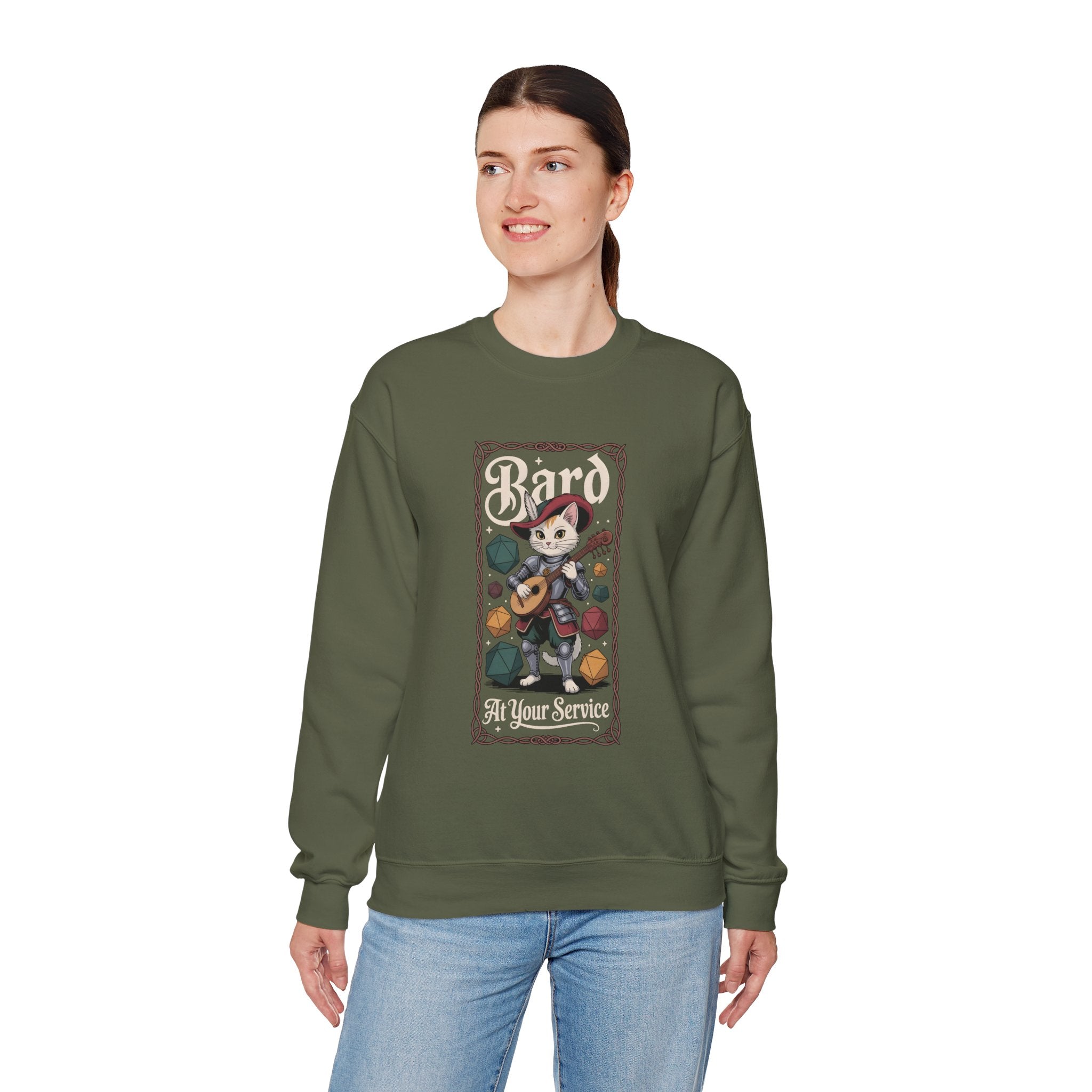 Bard Cat at Your Serivece D&D Sweatshirt | Cat Lover RPG Gift
