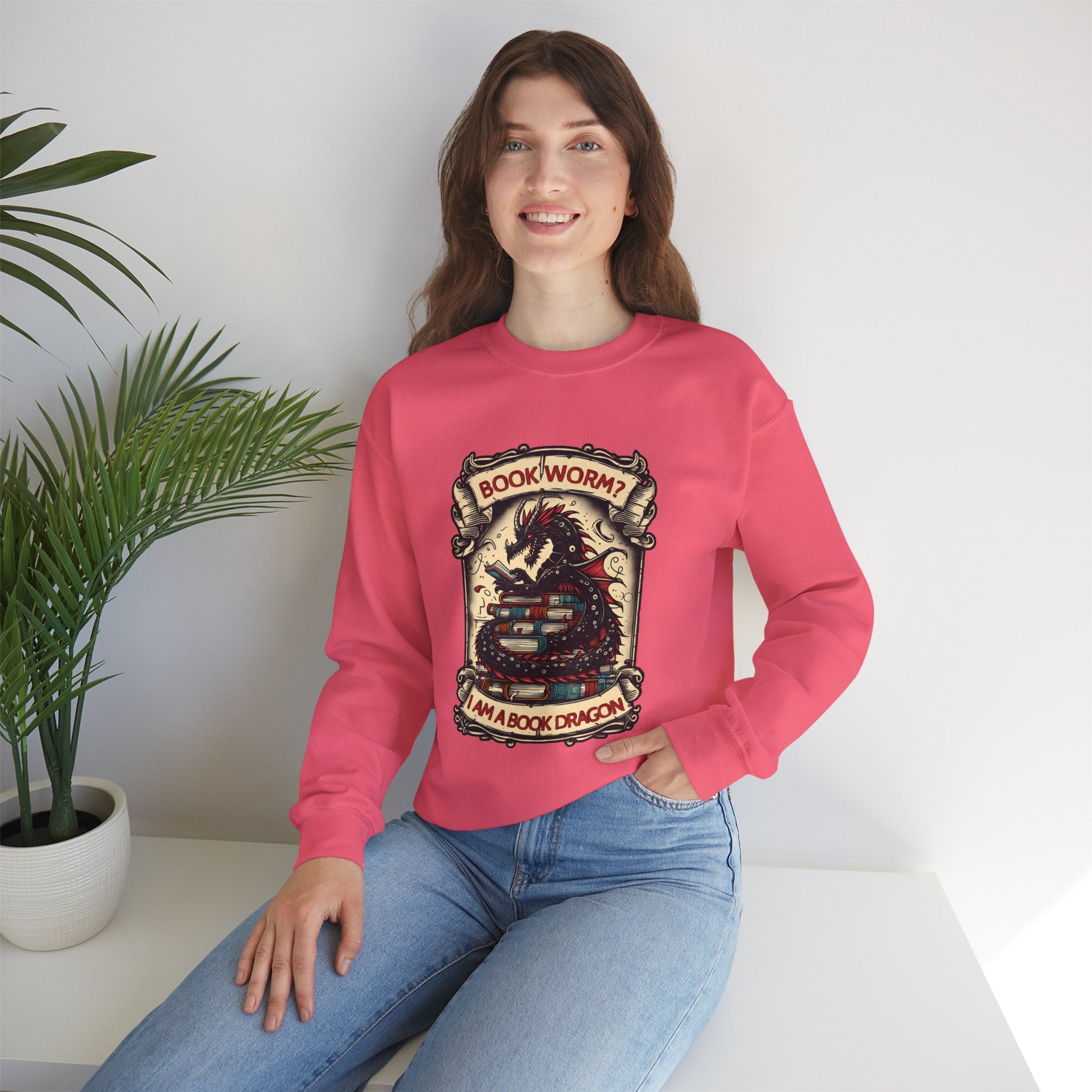Book Worm? I Am a Book Dragon, Fantasy Reader Sweatshirt