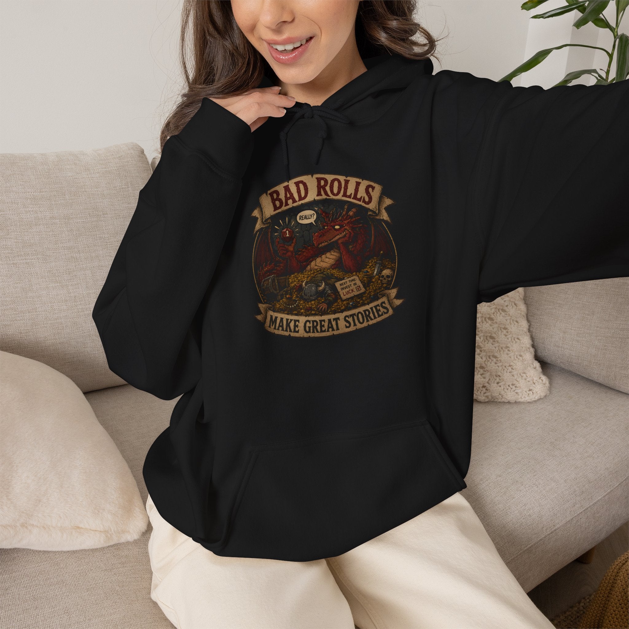 Bad Rolls Make Great Stories, natural 1 Hoodie