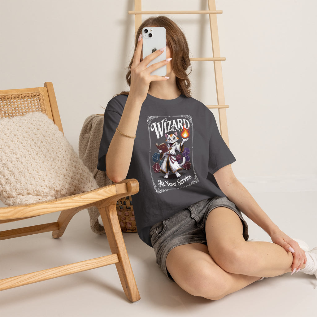 Wizard Cat at Your Serivece D&D T-shirt | Cat Lover RPG Gift