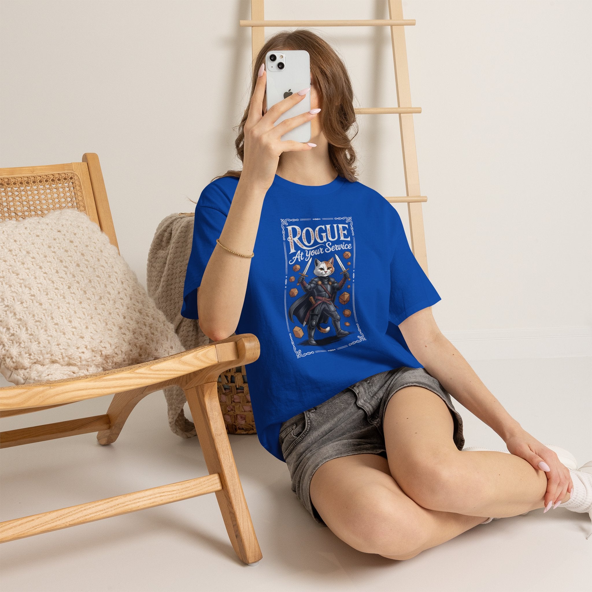Rogue Cat at Your Serivece D&D T-shirt | Cat Lover RPG Gift