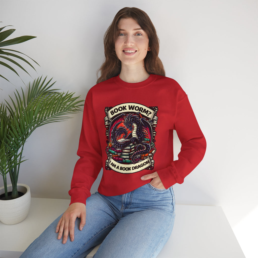 Book Worm? I Am a Book Dragon, Fantasy Reader Sweatshirt