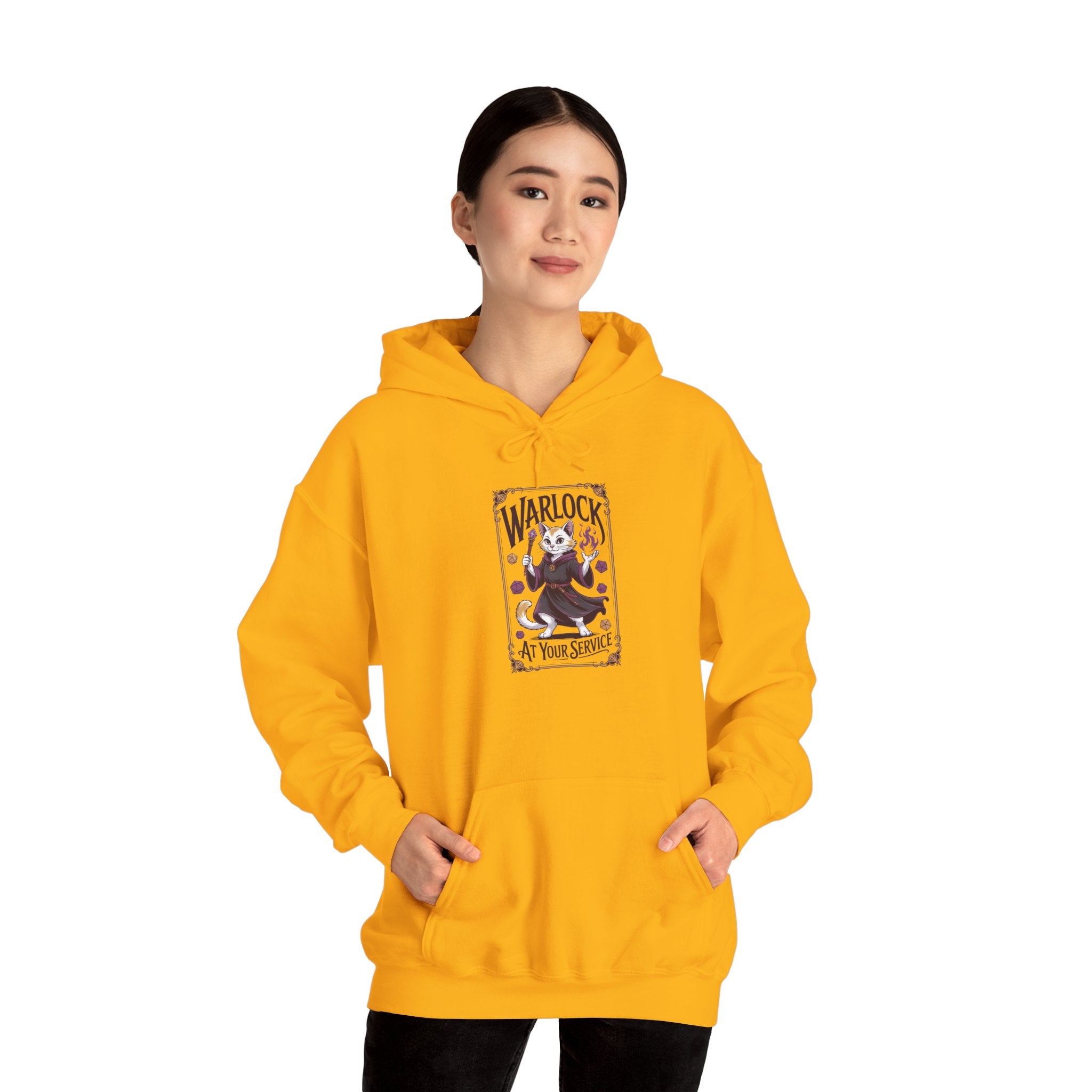 Warlock Cat at Your Serivece D&D Hoodie | Cat Lover RPG Gift