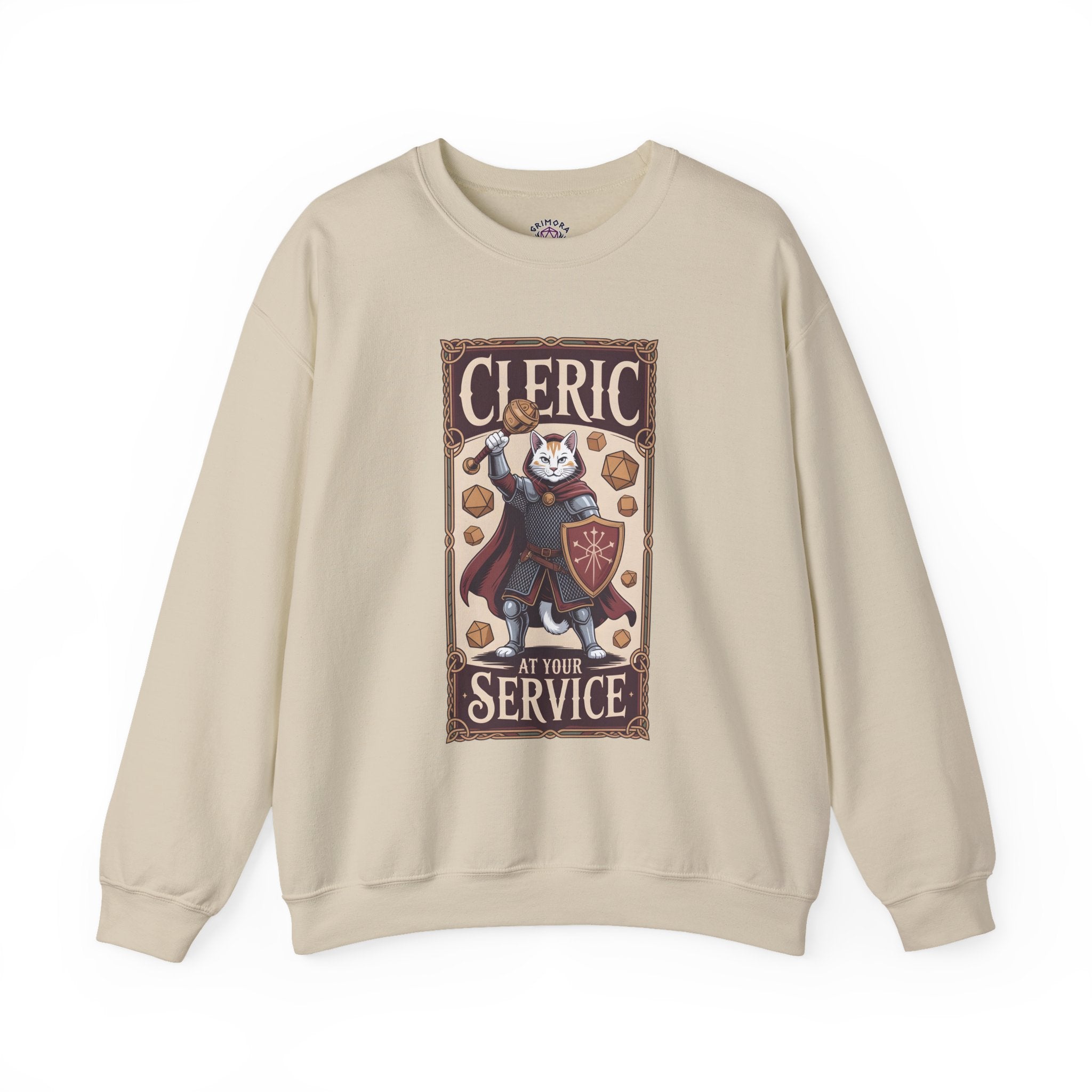 Cleric Cat at Your Service D&D Sweatshirt | Cat Lover RPG Gift