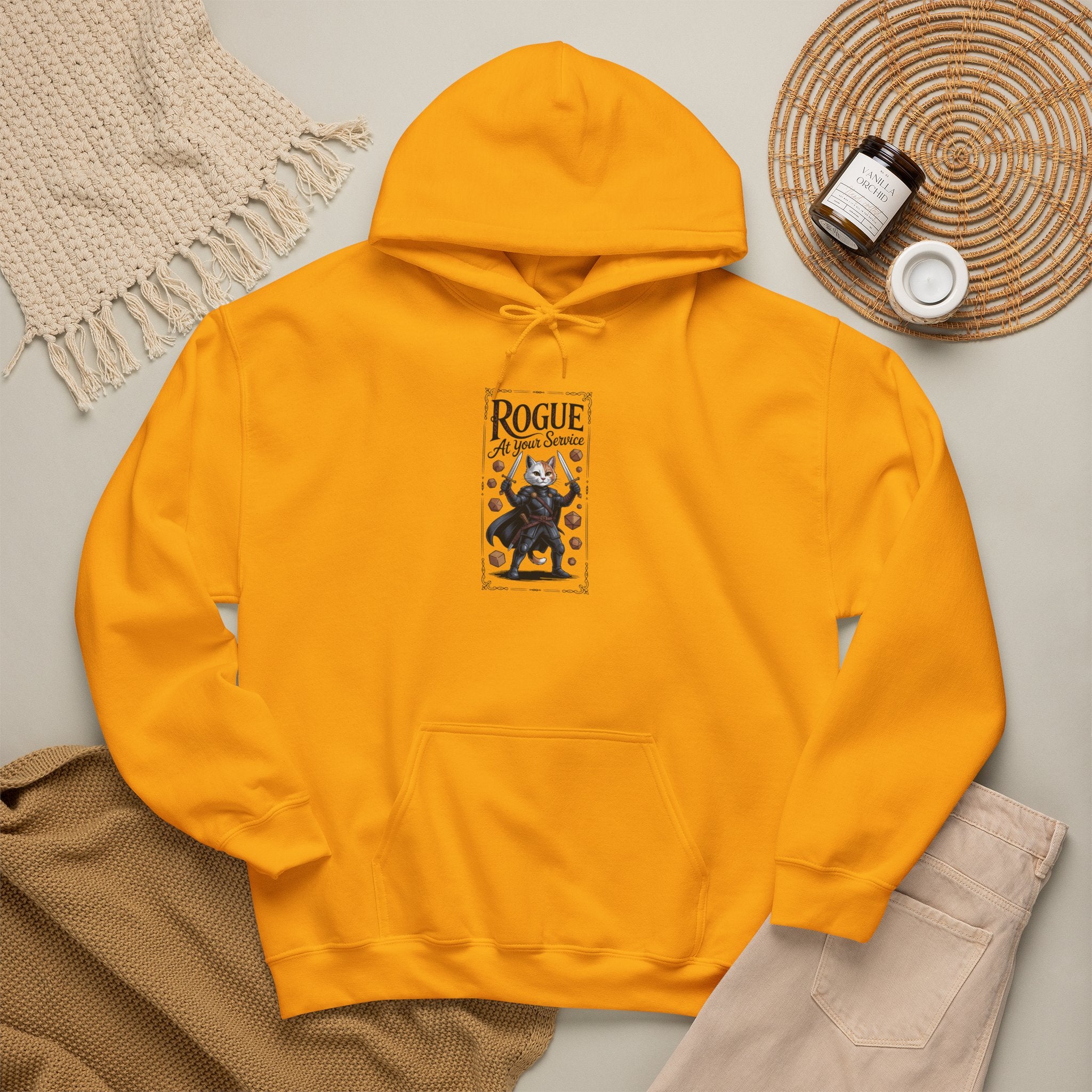 Rogue Cat at Your Serivece D&D Hoodie | Cat Lover RPG Gift