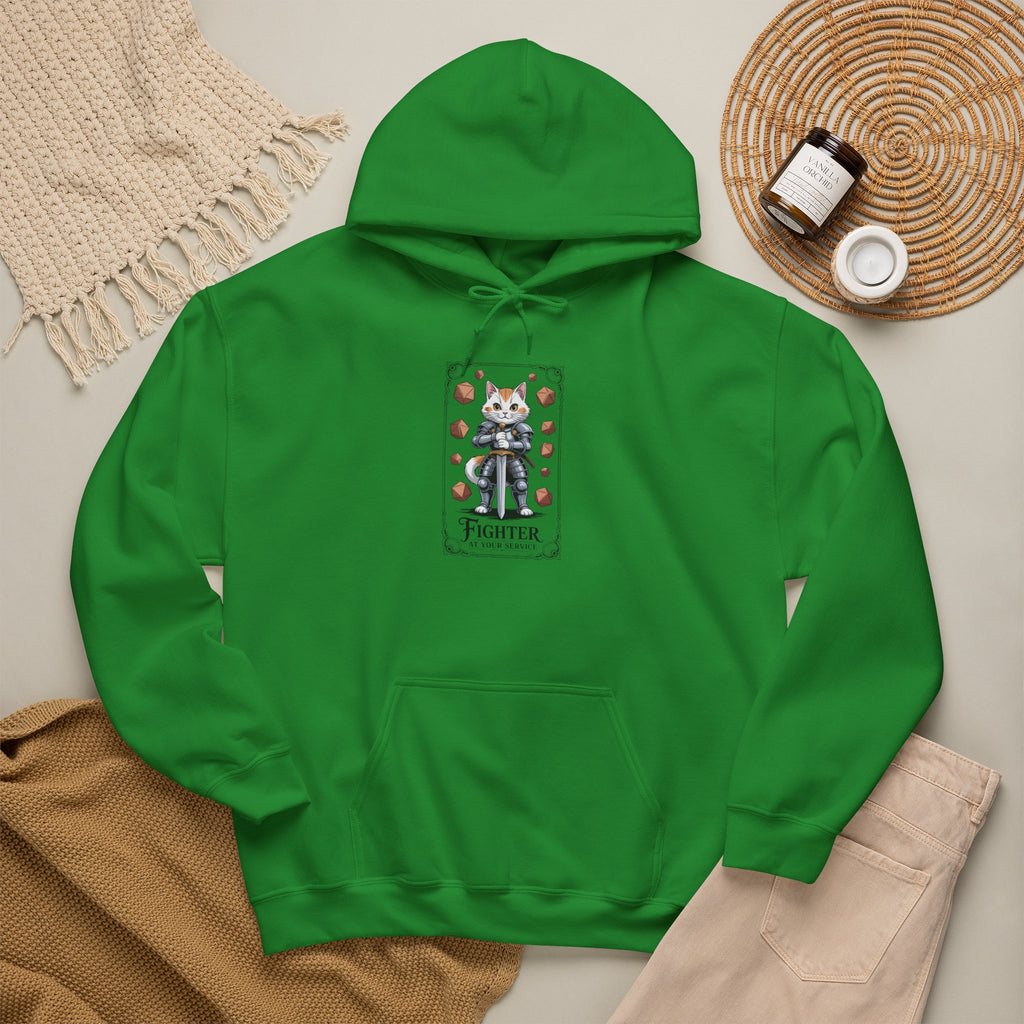 Fighter Cat at Your Service D&D Hoodie | Cat Lover RPG Gift