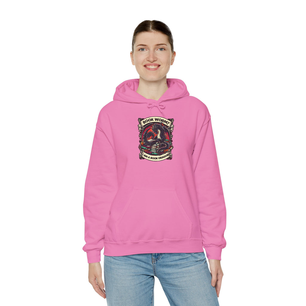 Book Worm? I Am a Book Dragon, Fantasy Reader Hoodie