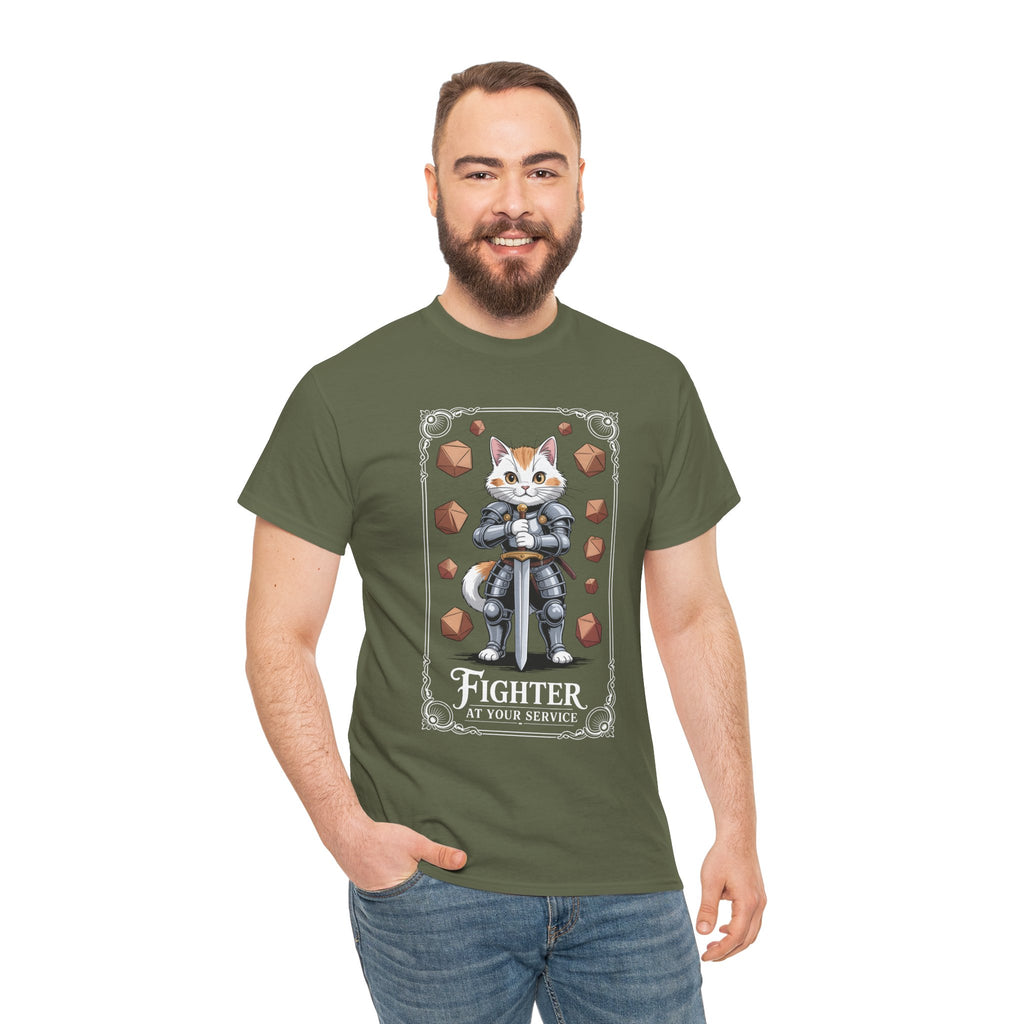 Fighter Cat at Your Service D&D T-shirt | Cat Lover RPG Gift