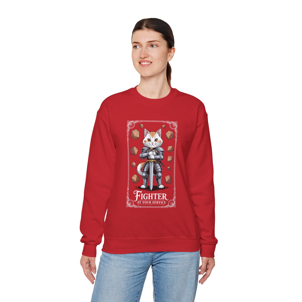 Fighter Cat at Your Service D&D Sweatshirt | Cat Lover RPG Gift