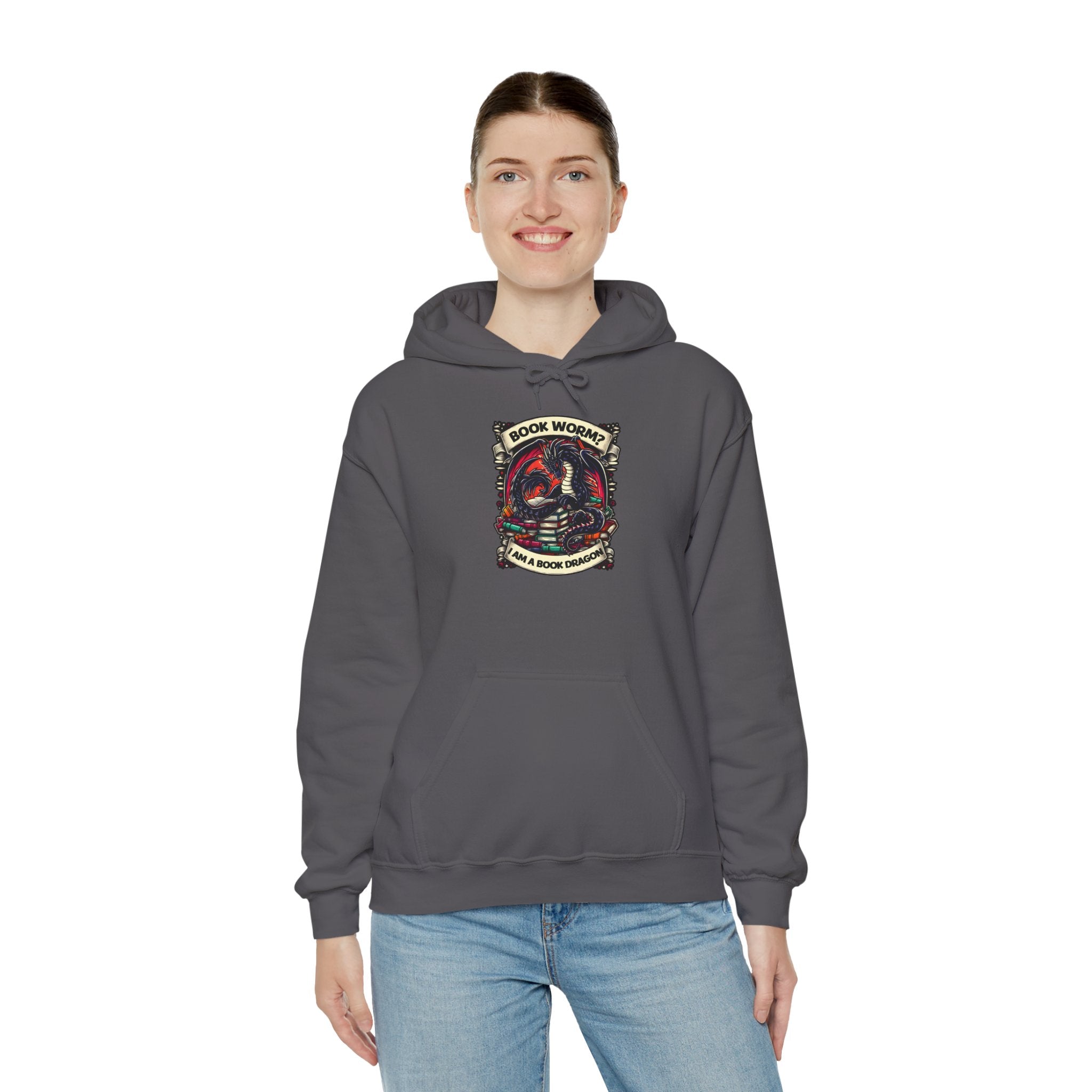 Book Worm? I Am a Book Dragon, Fantasy Reader Hoodie