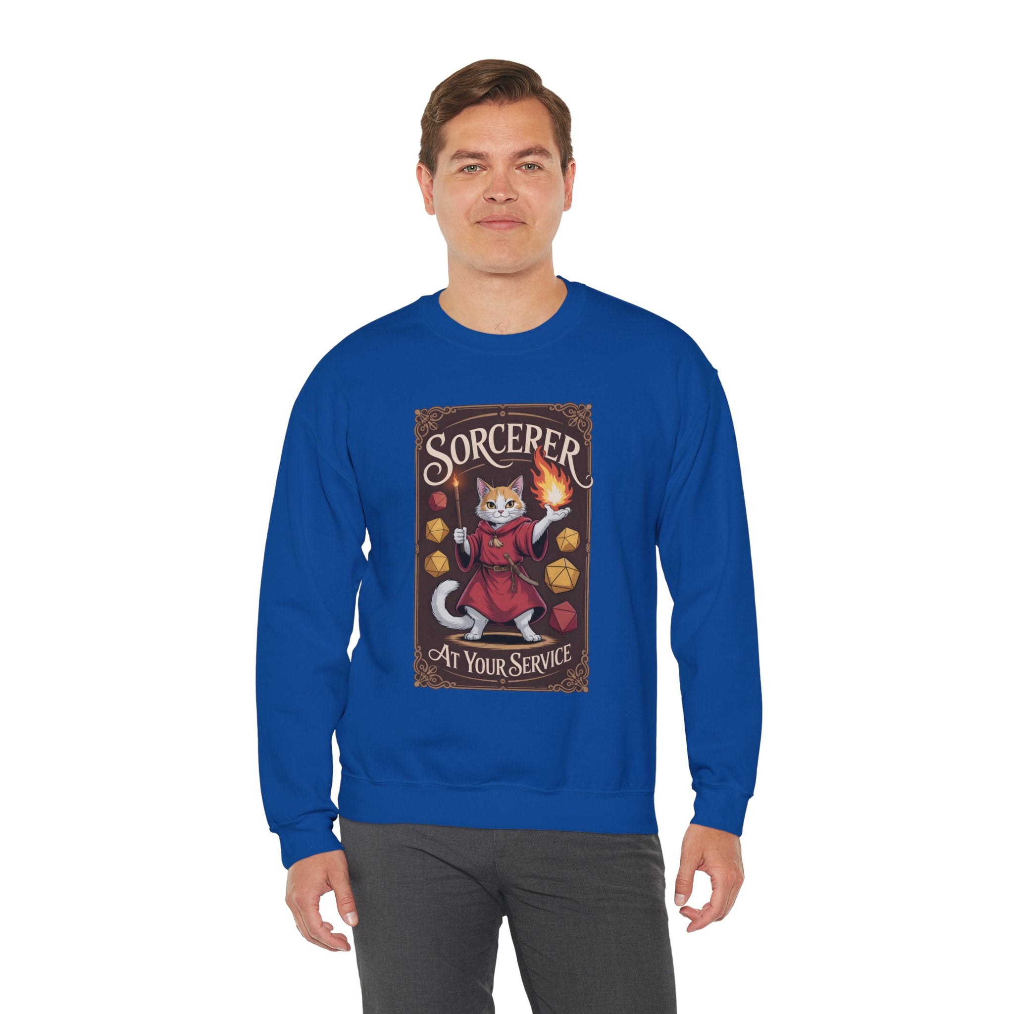 Sorcerer Cat at Your Service D&D Sweatshirt | Cat Lover RPG Gift