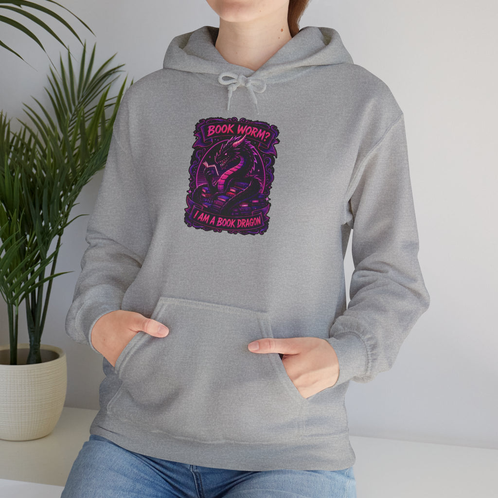 Book Worm? I Am a Book Dragon, Fantasy Reader Hoodie
