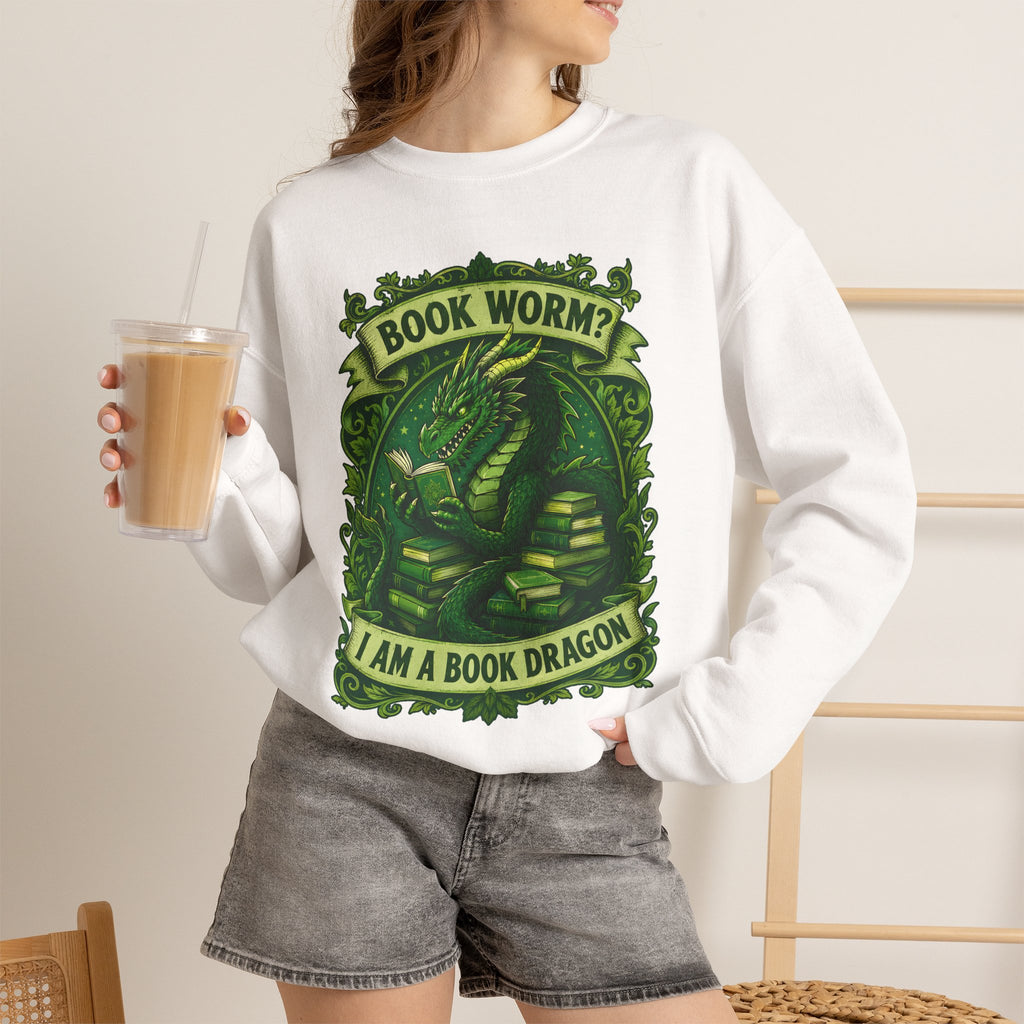 Book Worm? I Am a Book Dragon, Fantasy Reader Sweatshirt