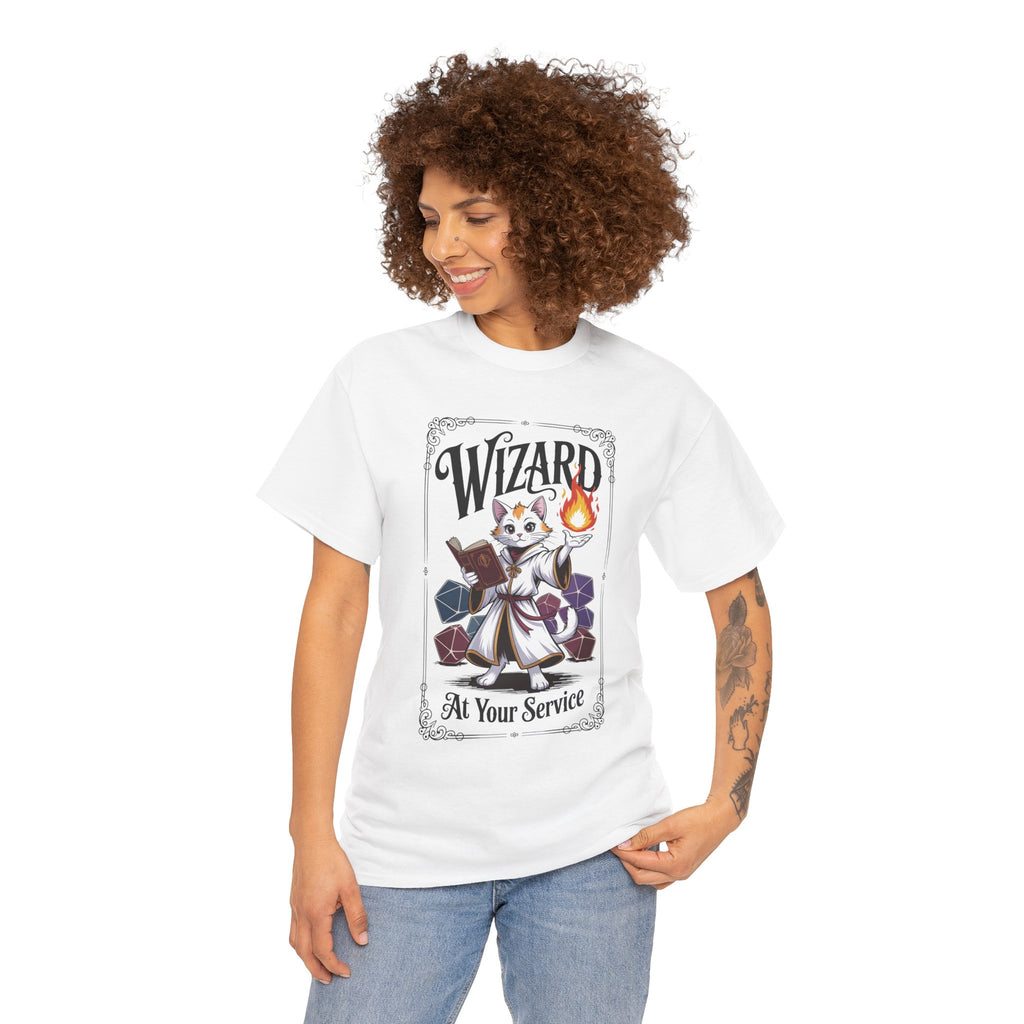 Wizard Cat at Your Serivece D&D T-shirt | Cat Lover RPG Gift