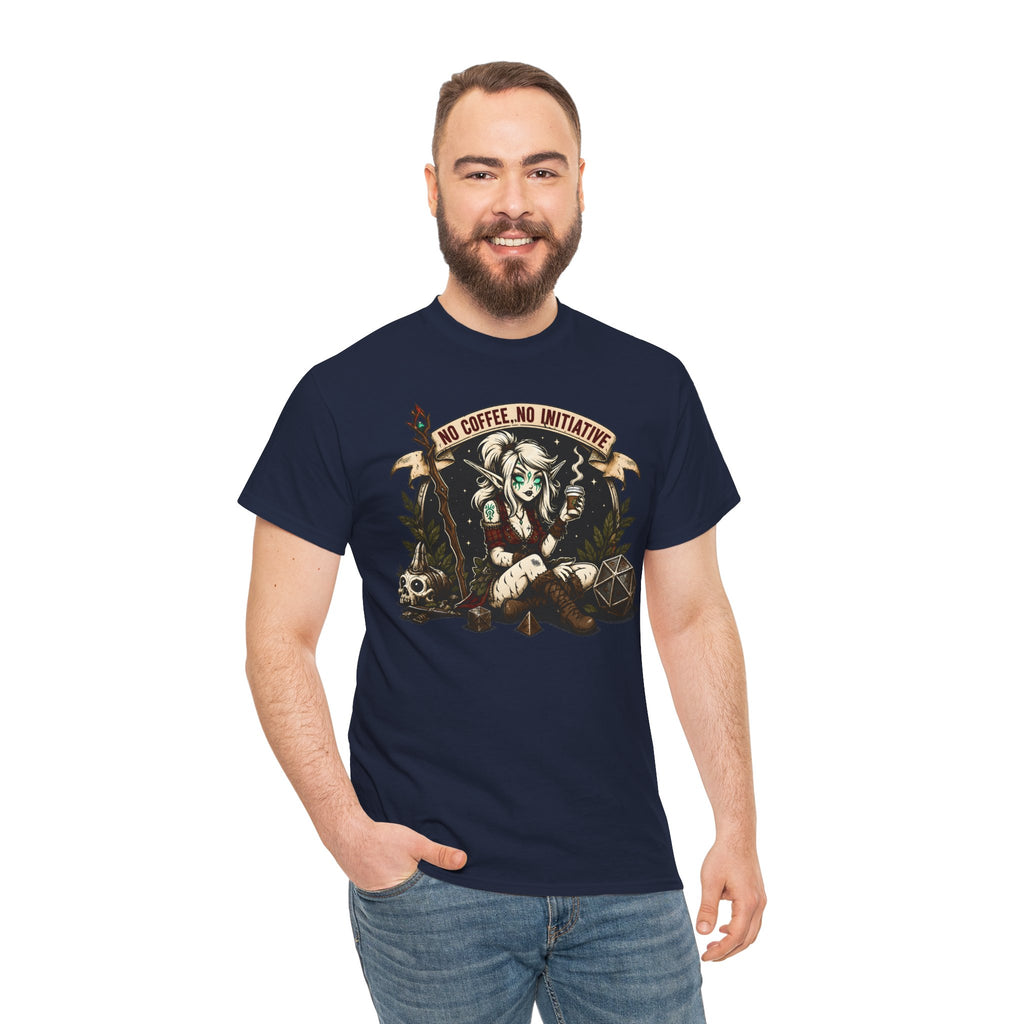 No Coffee, No Initiative | Fantasy RPG T-shirt