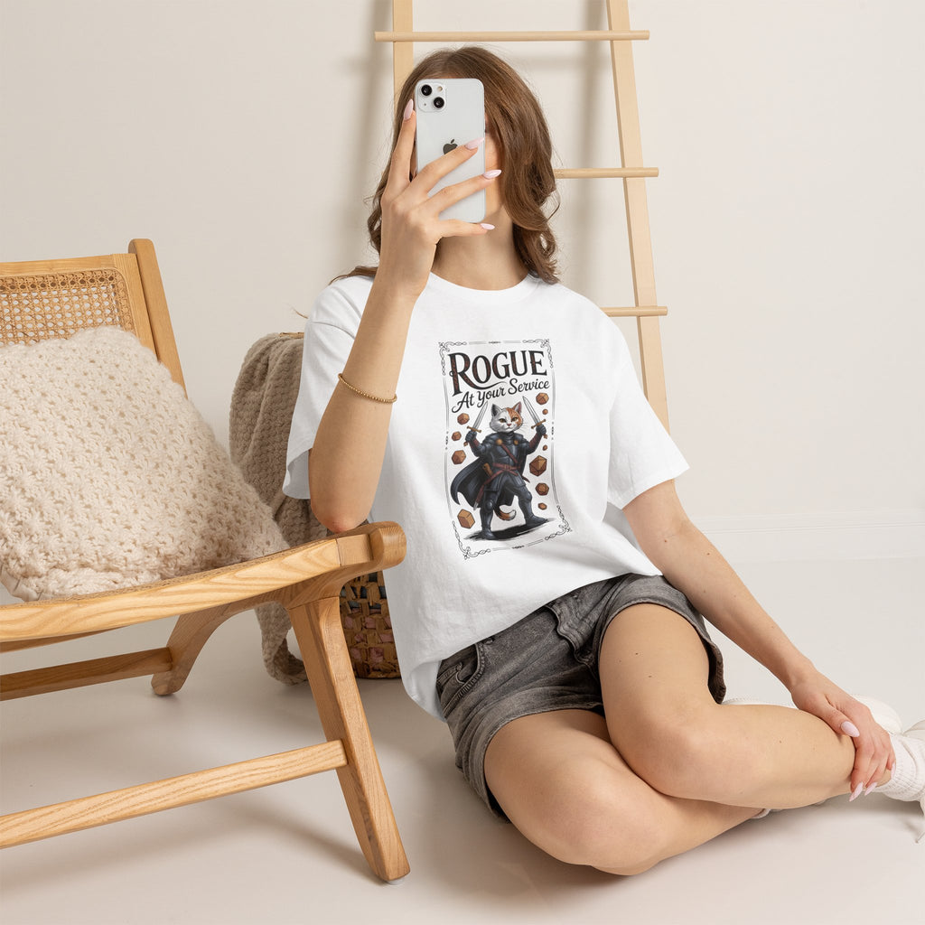 Rogue Cat at Your Serivece D&D T-shirt | Cat Lover RPG Gift