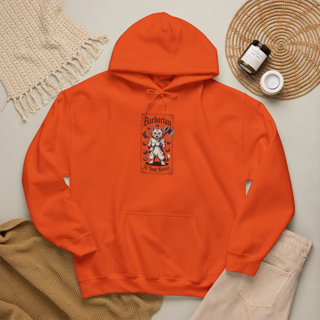 Barbarian Cat at Your Serivece D&D Hoodie | Cat Lover RPG Gift