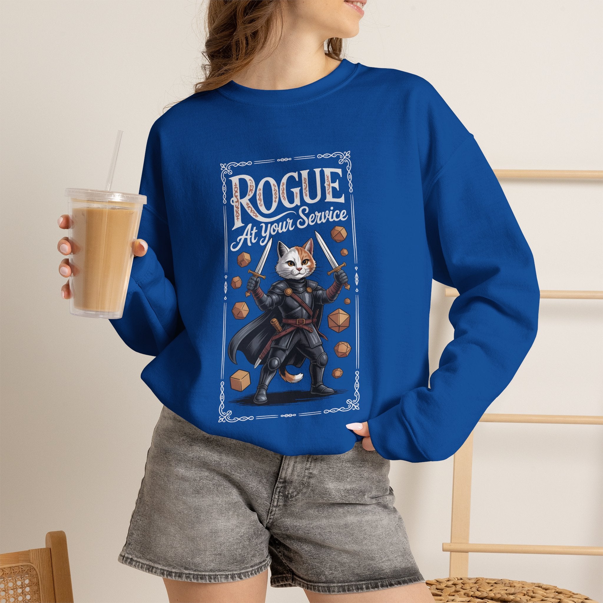 Rogue Cat at Your Serivece D&D Sweatshirt | Cat Lover RPG Gift
