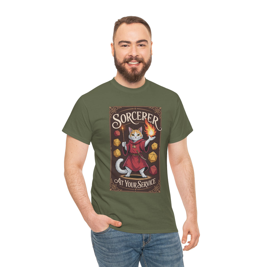 Sorcerer Cat at Your Service D&D T-shirt | Cat Lover RPG Gift