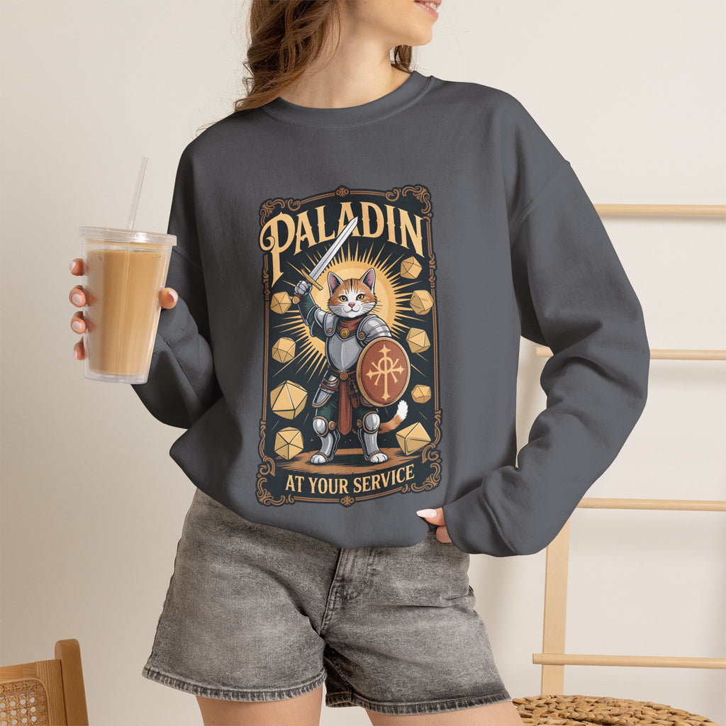 Paladin Cat at Your Service D&D Sweatshirt | Cat Lover RPG Gift