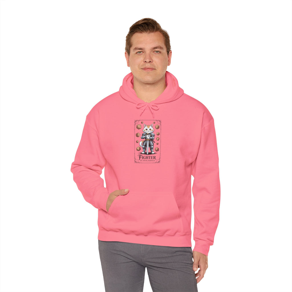 Fighter Cat at Your Service D&D Hoodie | Cat Lover RPG Gift