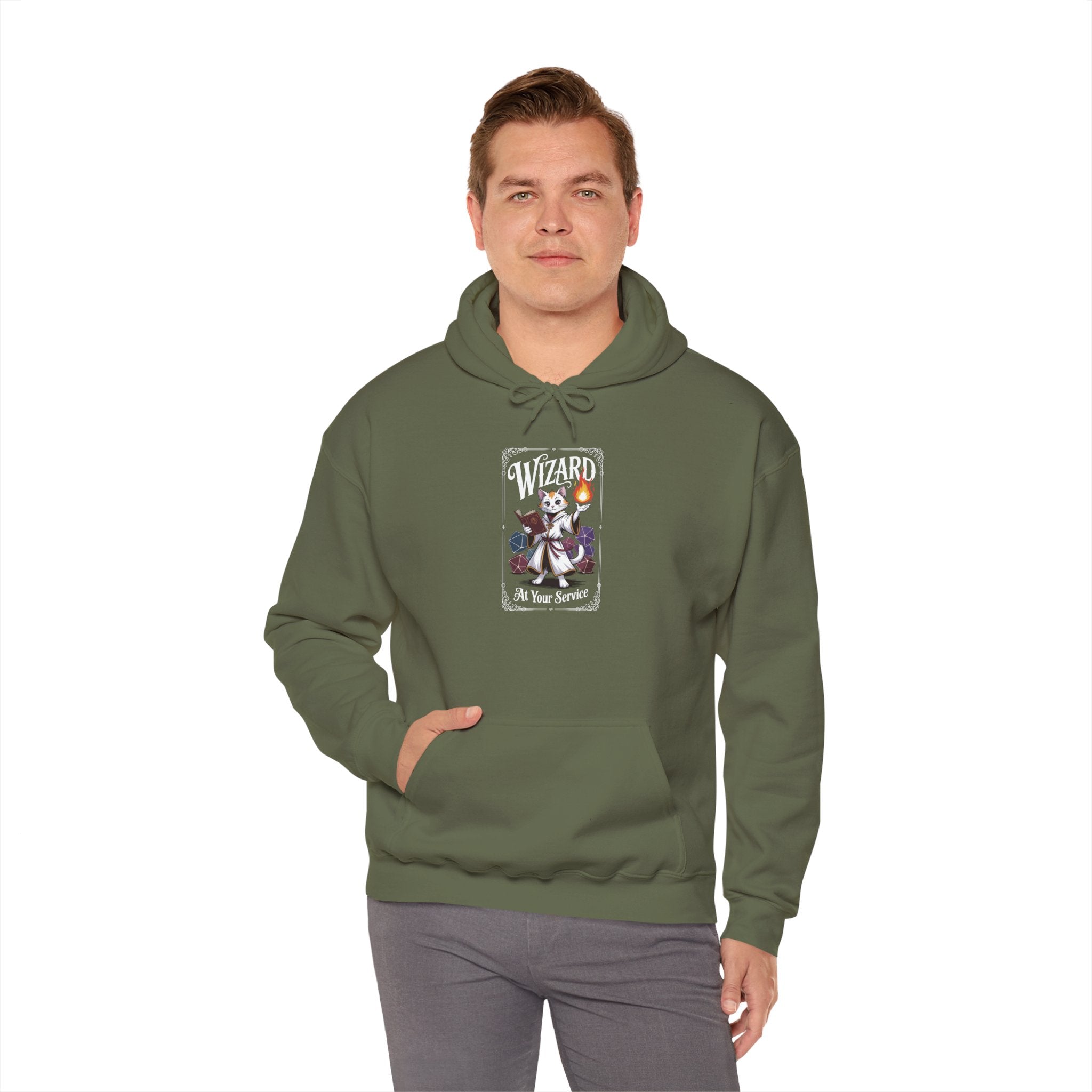 Wizard Cat at Your Serivece D&D Hoodie | Cat Lover RPG Gift