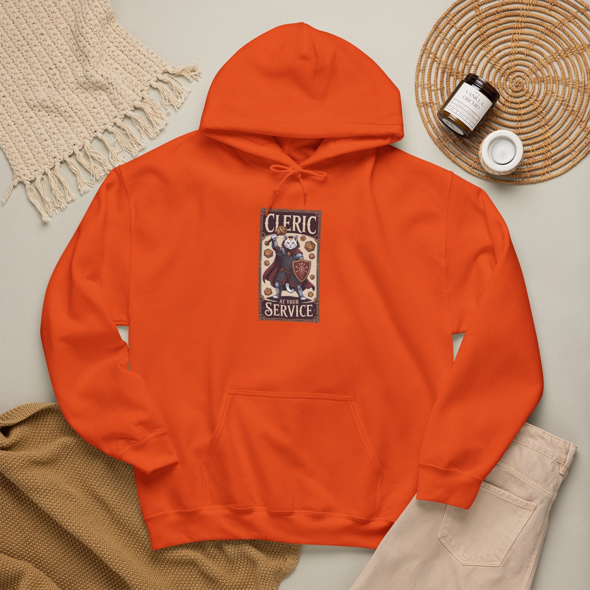 Cleric Cat at Your Service D&D Hoodie | Cat Lover RPG Gift