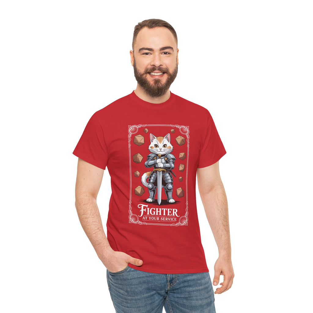 Fighter Cat at Your Service D&D T-shirt | Cat Lover RPG Gift