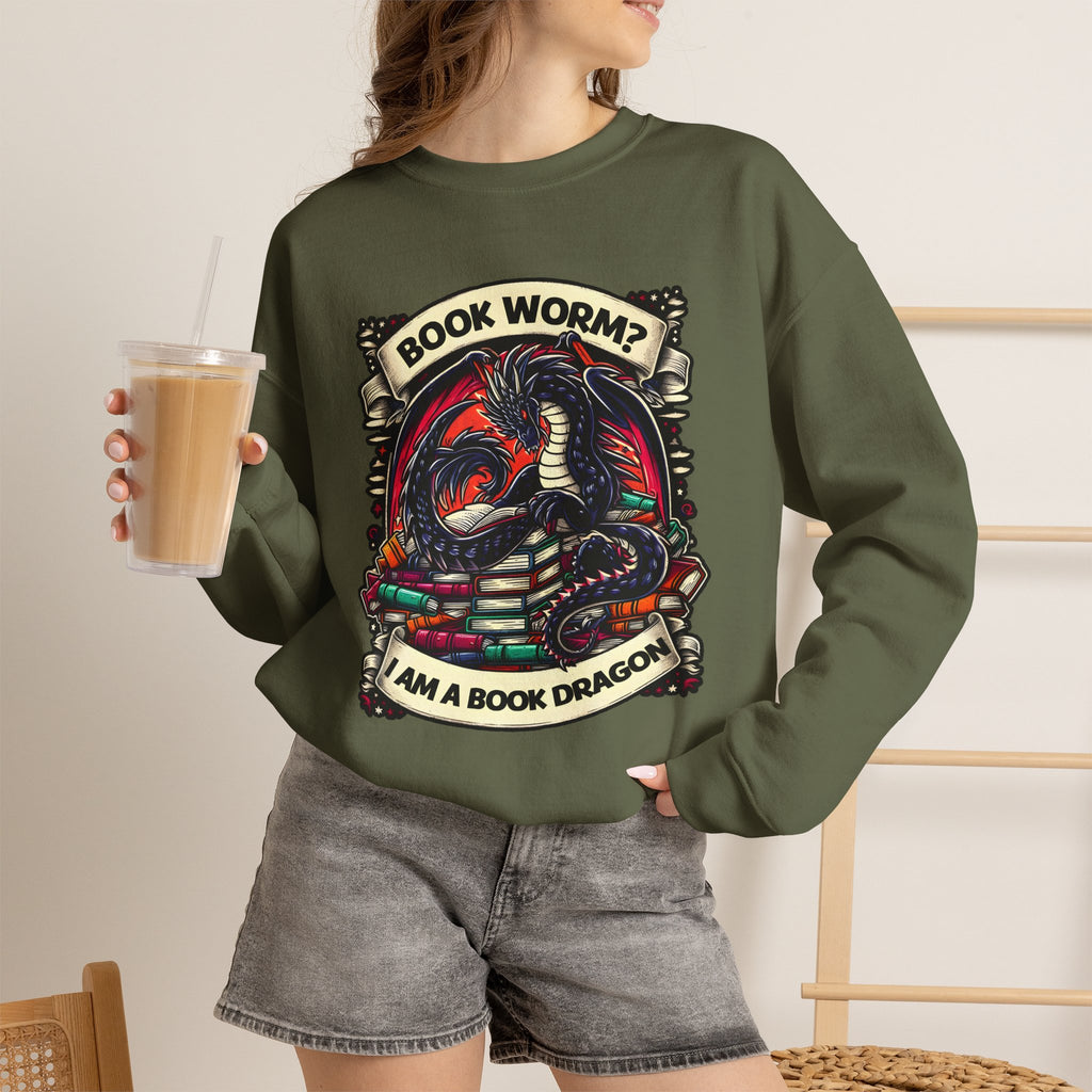 Book Worm? I Am a Book Dragon, Fantasy Reader Sweatshirt