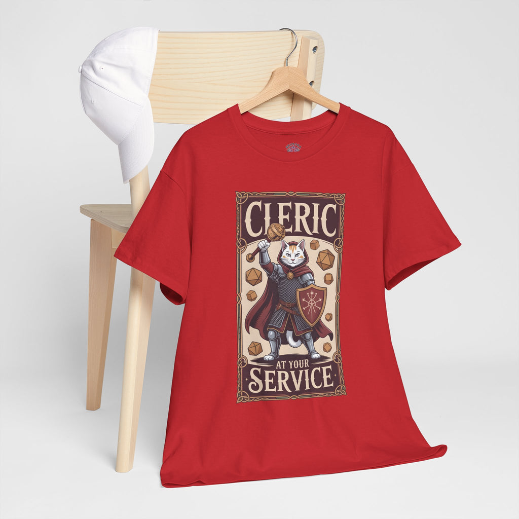 Cleric Cat at Your Service D&D T-shirt | Cat Lover RPG Gift