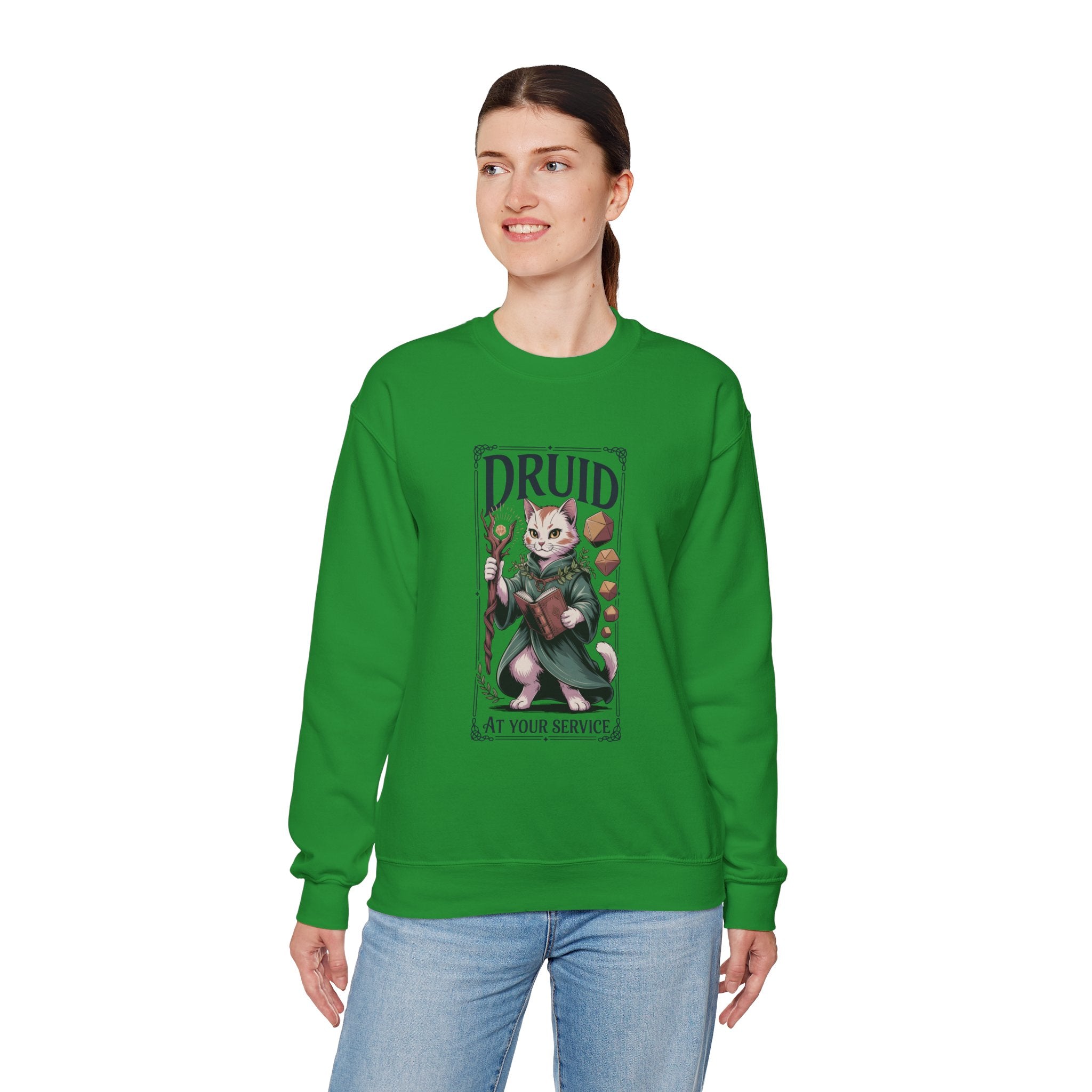 Druid Cat at Your Serivece D&D Sweatshirt | Cat Lover RPG Gift