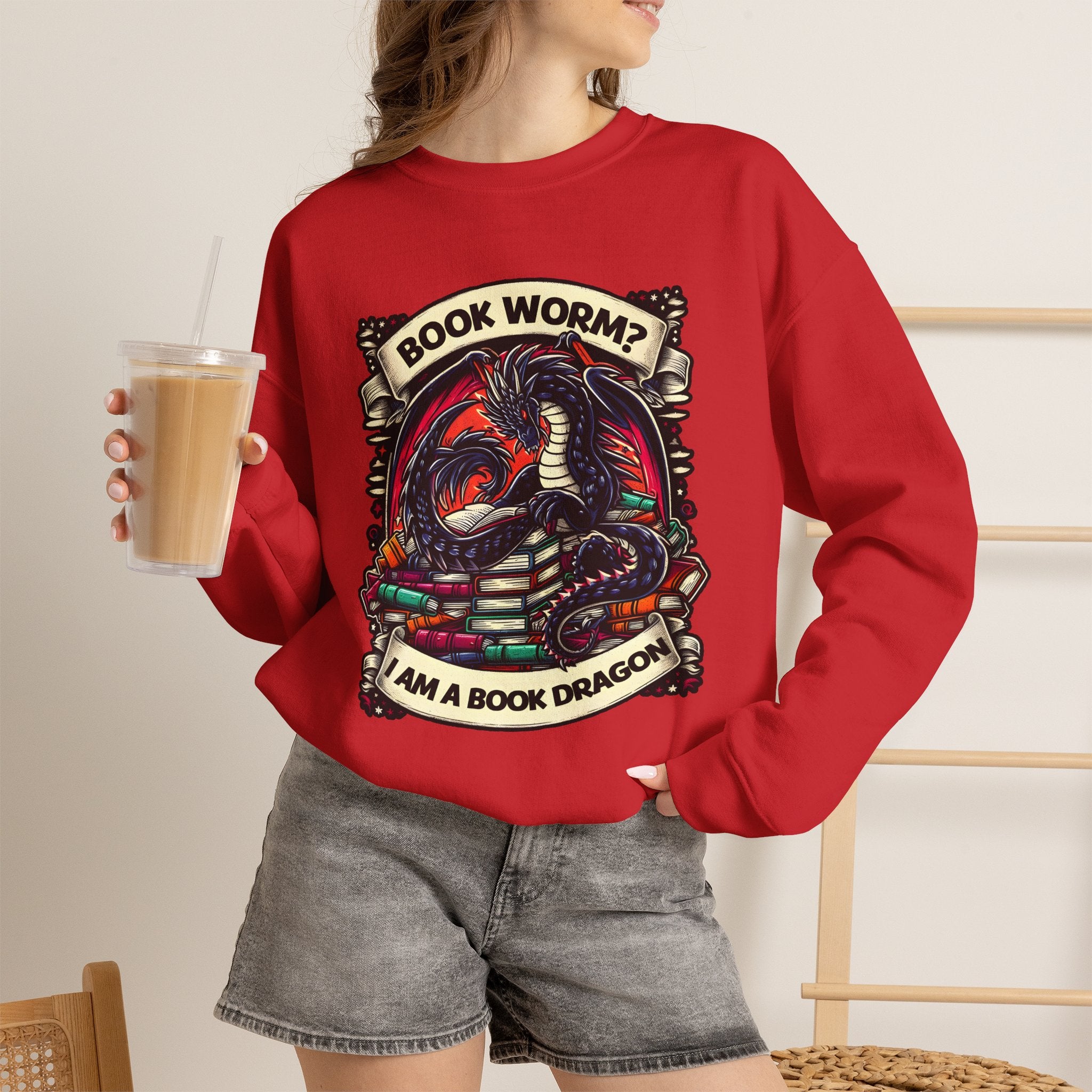 Book Worm? I Am a Book Dragon, Fantasy Reader Sweatshirt