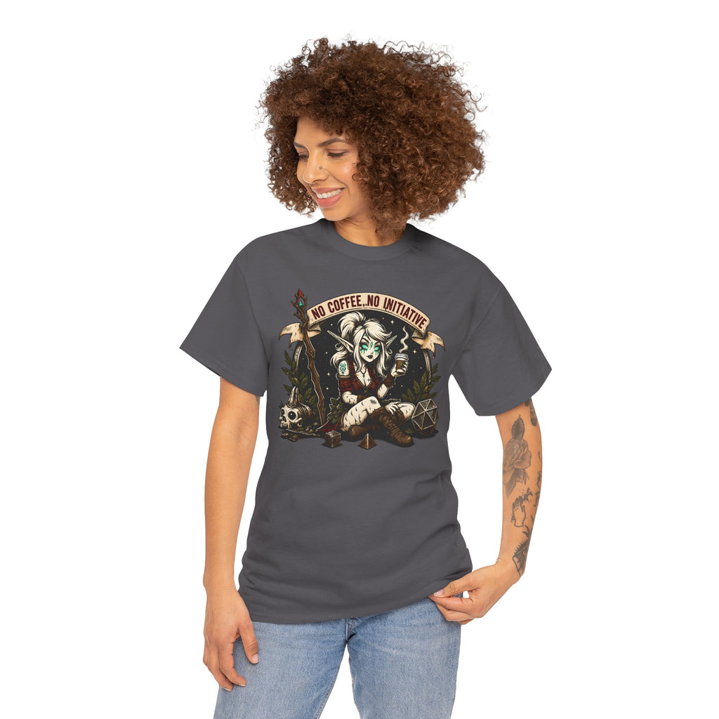 No Coffee, No Initiative | Fantasy RPG T-shirt